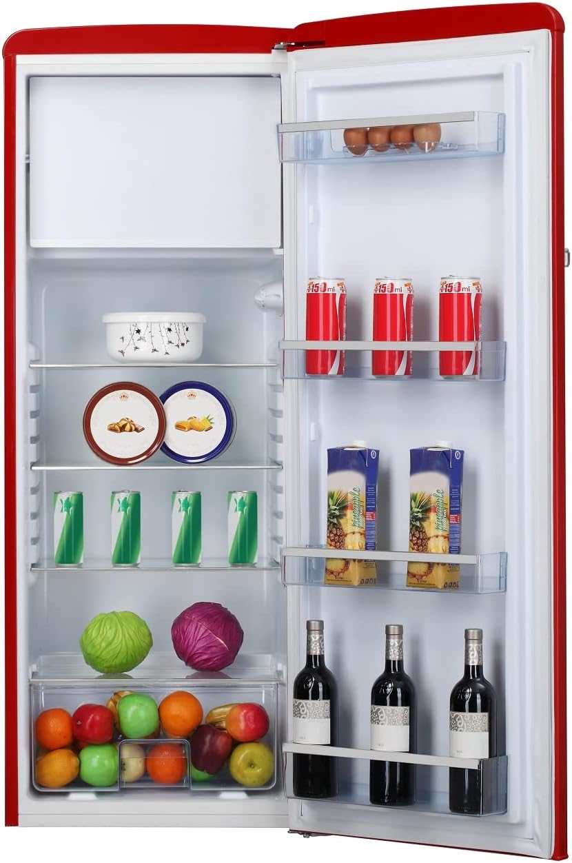 Amica KGC 15632 T Retro Kühl-/Gefrierkombination / Ice Blue (Türkis) / 144cm (H) x 55cm (B) x 62cm (T) / Retro-Design / Kühlschrank mit Gefrierfach