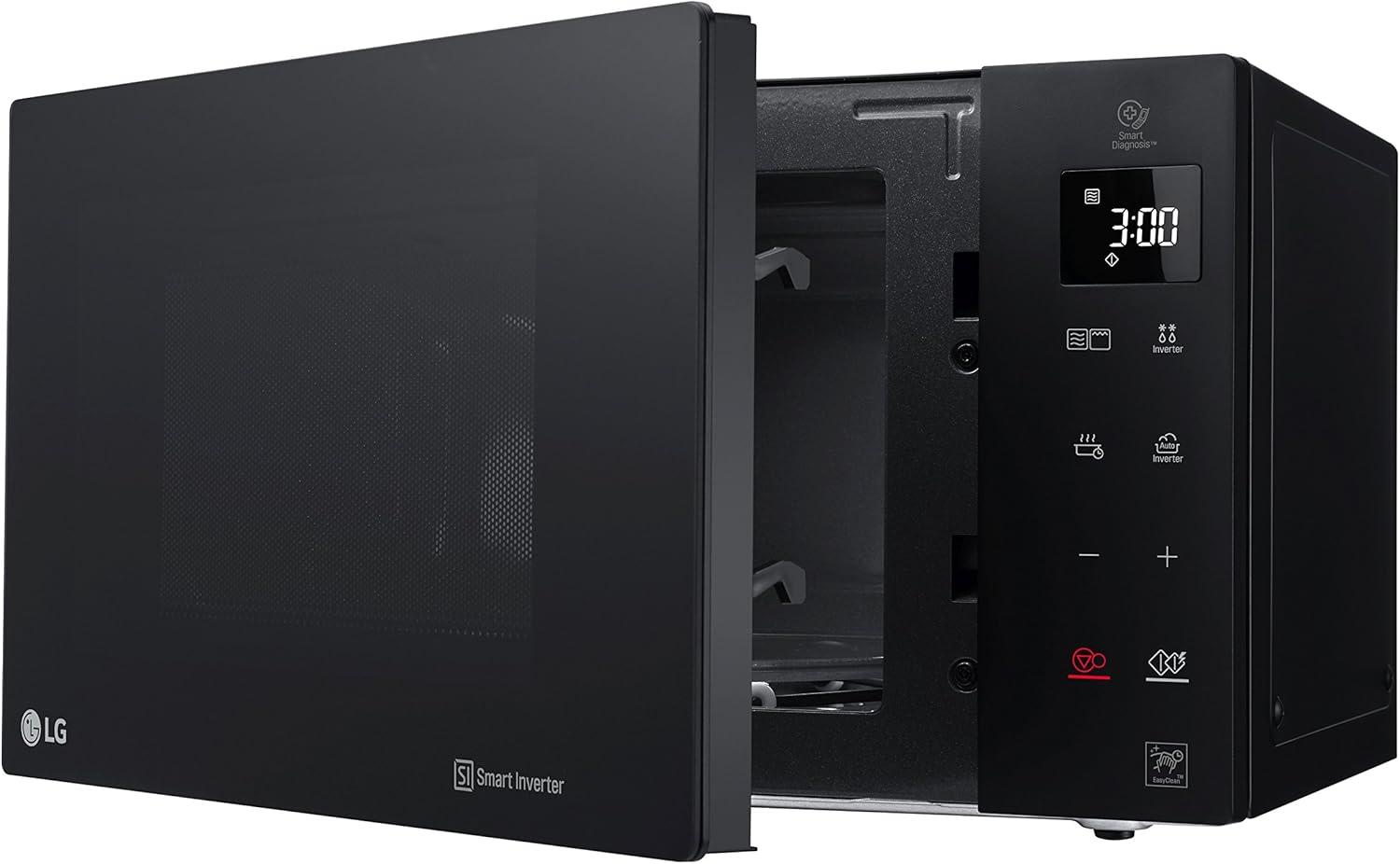 LG MH6535GIS Mikrowelle mit Inverter Technologie & Quarz Grill, 25 Liter Kapazitt, 1000 W, Automatikprogramme, einstellbare Leistungsstufen für optimales Garen und EasyClean-Funktion, Schwarz