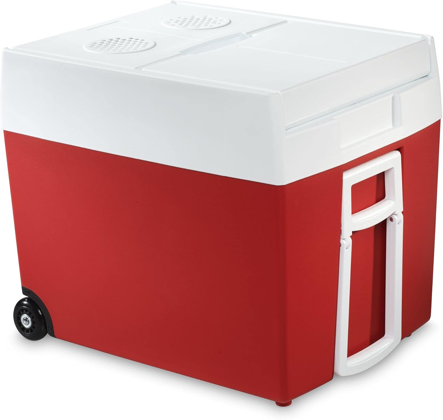 Mobicool MT48W AC/DC - elektrische Kühlbox mit Rollen passend für eine komplette Getrnkekiste / Bierkiste, 48 Liter, 12 V und 230 V für Auto, Lkw, Boot, Reisemobil und Steckdose, Blau