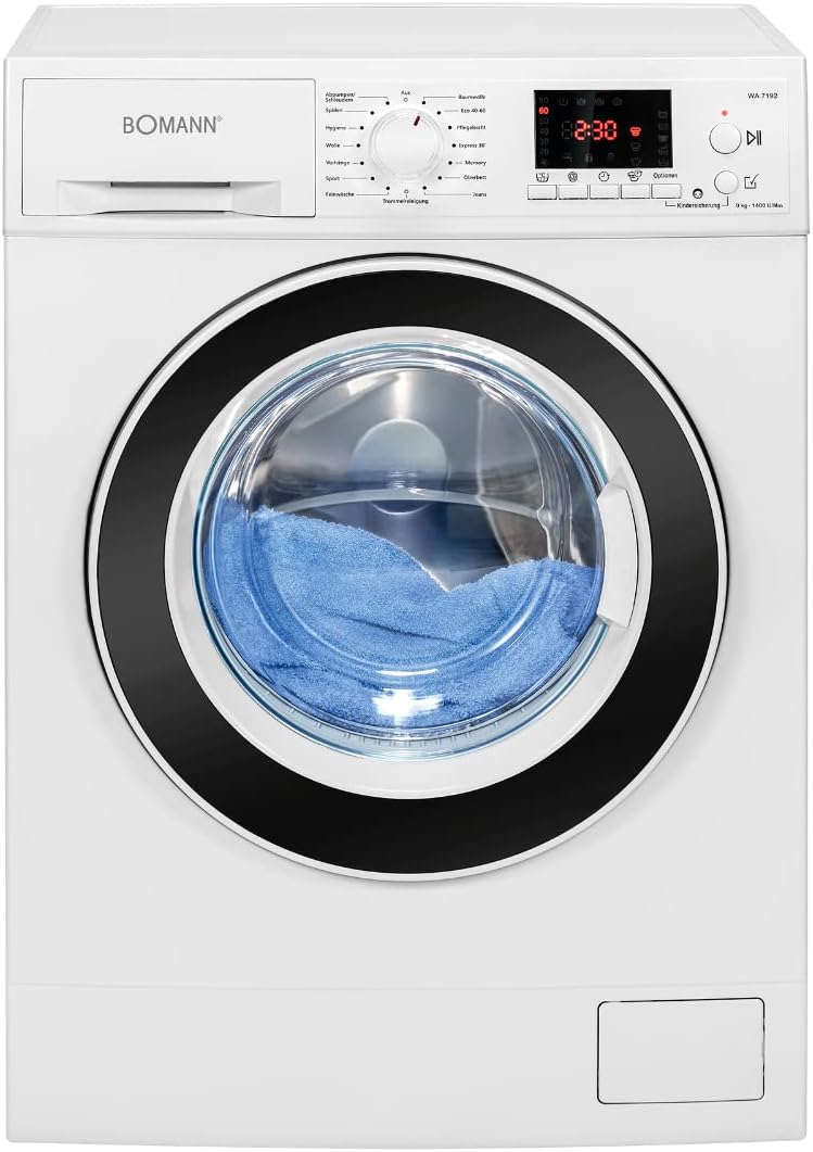 Bomann® Waschmaschine 10kg | max. 1400 U/min | 10 Jahre Motor-Garantie | effizienter, leiser & langlebiger Invertermotor | 15 Programme | Endzeitvorwahl | LED-Display | Washing Machine WA 7110