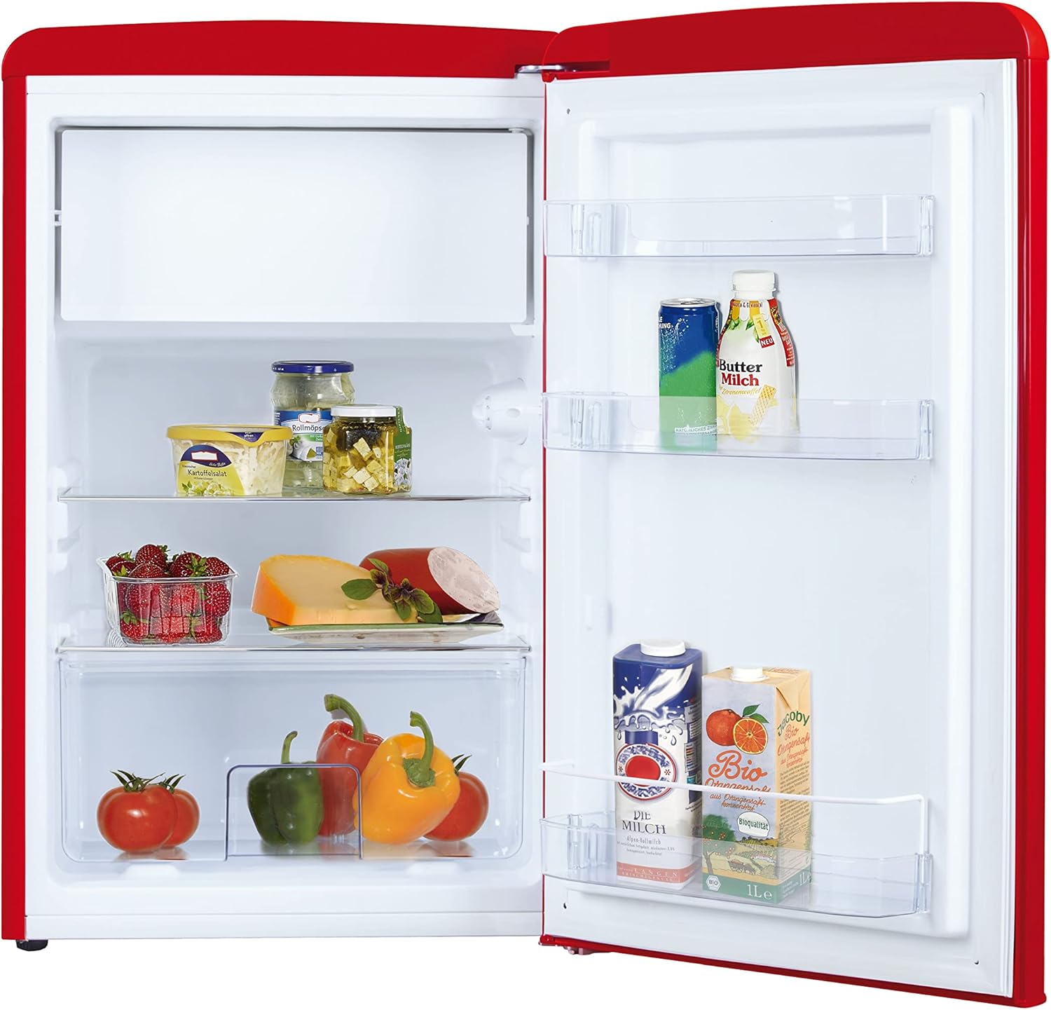 Amica KGC 15632 T Retro Kühl-/Gefrierkombination / Ice Blue (Türkis) / 144cm (H) x 55cm (B) x 62cm (T) / Retro-Design / Kühlschrank mit Gefrierfach