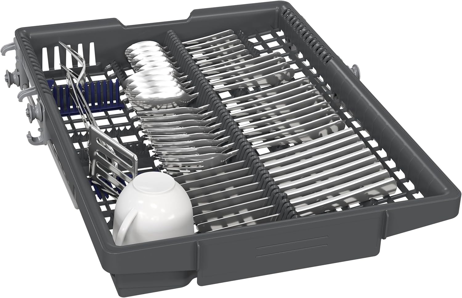 Siemens SR65YX08ME, iQ500 Smarter Geschirrspüler Vollintegriert, 45 cm breit, Besteckschublade, Zeolith, extra leise, aquaStop, automatische Türöffnung nach Programmende, varioSpeed, Innenbeleuchtung