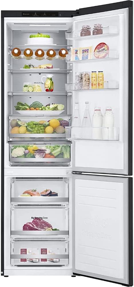 LG GBP62MCNAC Kühl-Gefrierkombi – 384 L, Energieeffizienz A, Total NoFrost, DoorCooling+, niedriger Geräuschpegel, modernes Design in Anthrazit Schwarz, 59,5 x 67,5 x 203 cm