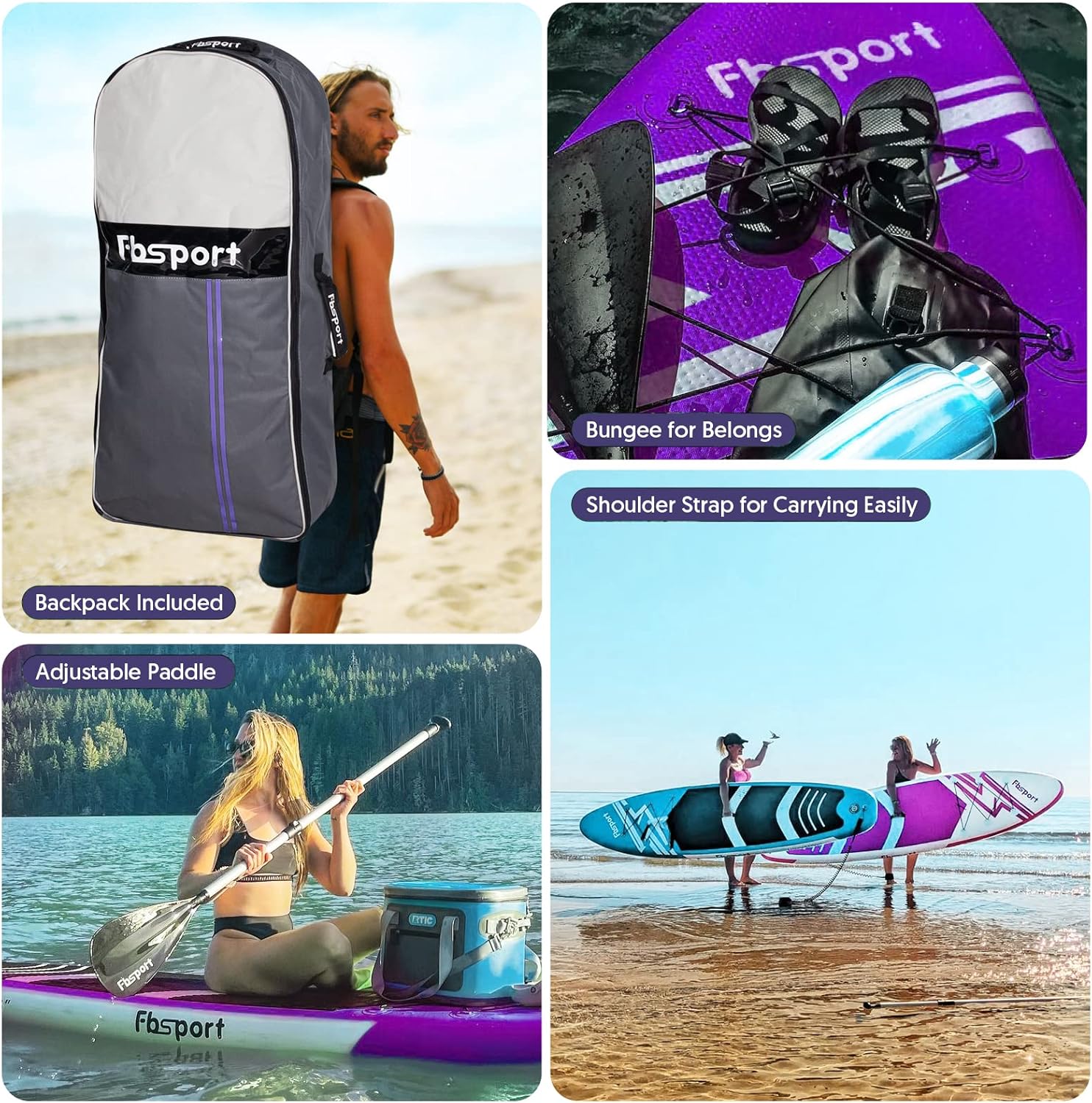 Premium-Stand-Up-Paddle-Board, Yoga-Board mit strapazierfähigem SUP-Zubehör und Tragetasche | Breiter Stand, Surf-Kontrolle, rutschfestes Deck, Leine, Paddel und Pumpe für Jugendliche und Erwachsene
