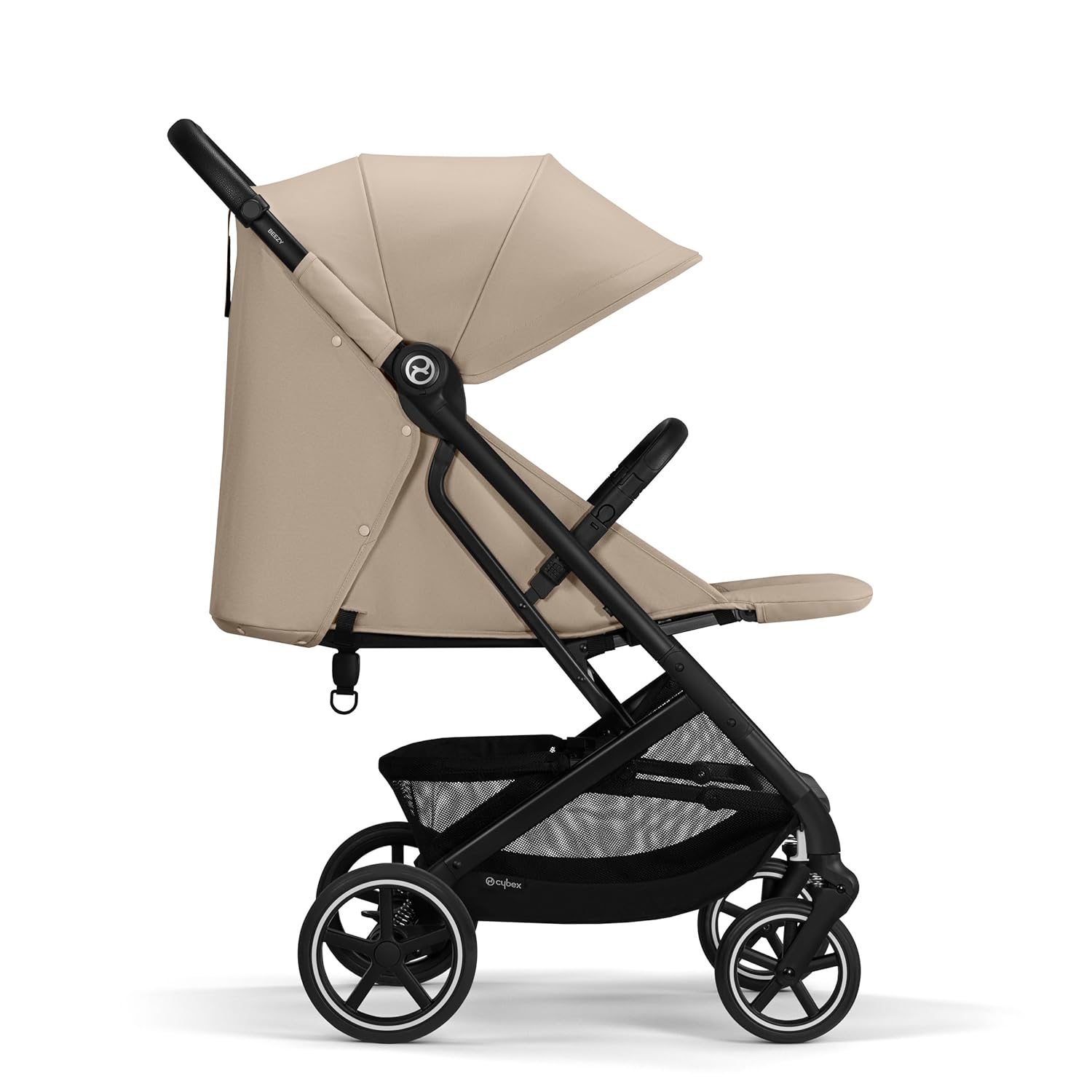 Cybex Gold Kinderwagen Beezy mit One-Pull Harness, Ab Geburt bis ca. 4 Jahre (max. 22 kg), Kompakt und ergonomisch, Magic Black (Schwarz mit schwarzem Rahmen)