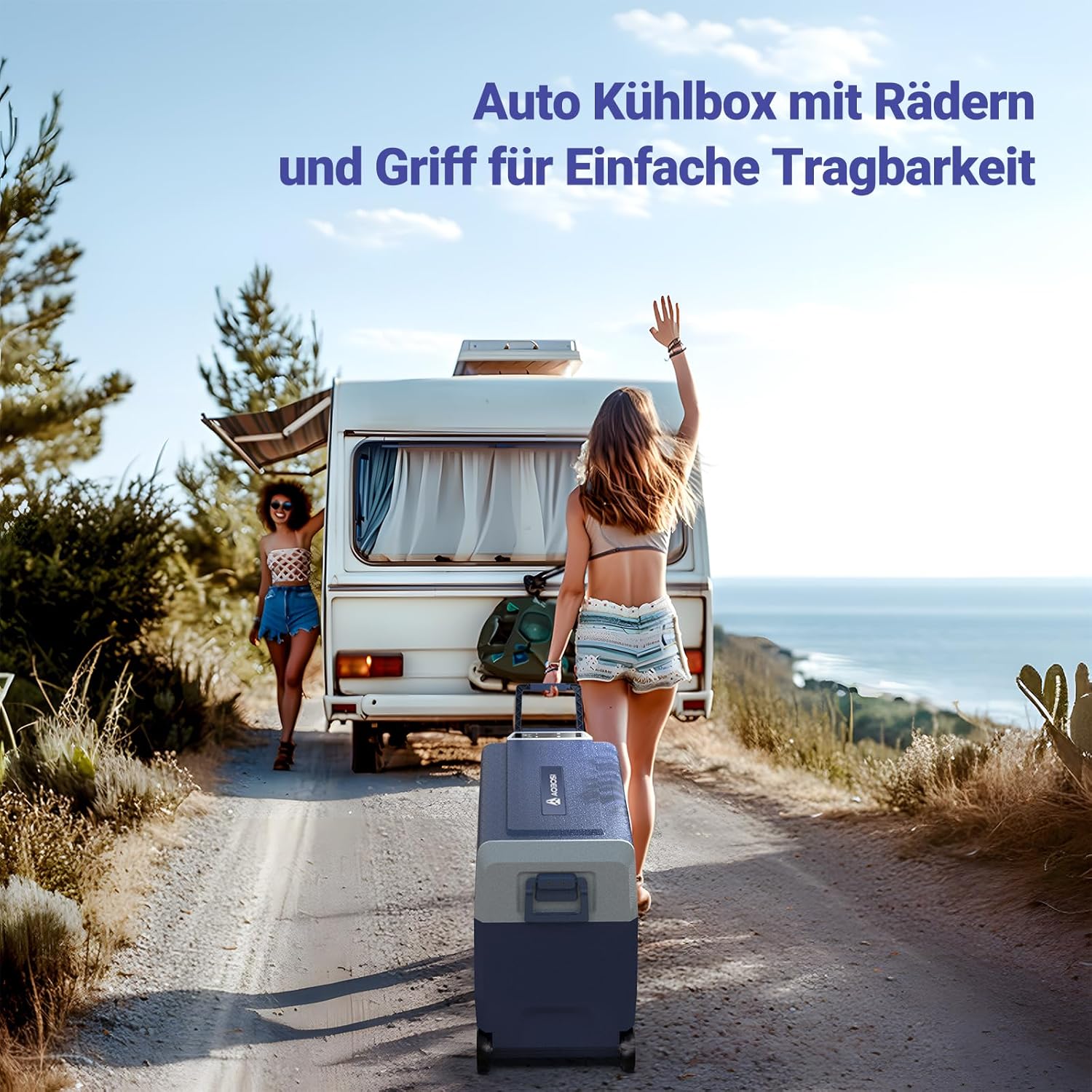 AAOBOSI Compressor Cool Box 36 L, Cool Box Car with WiFi App Control, 12/24 V and 100-240 V Electric Cool Box, up to -20 °C for Car, Truck, Boat, Motorhome, Camping, Double Zone