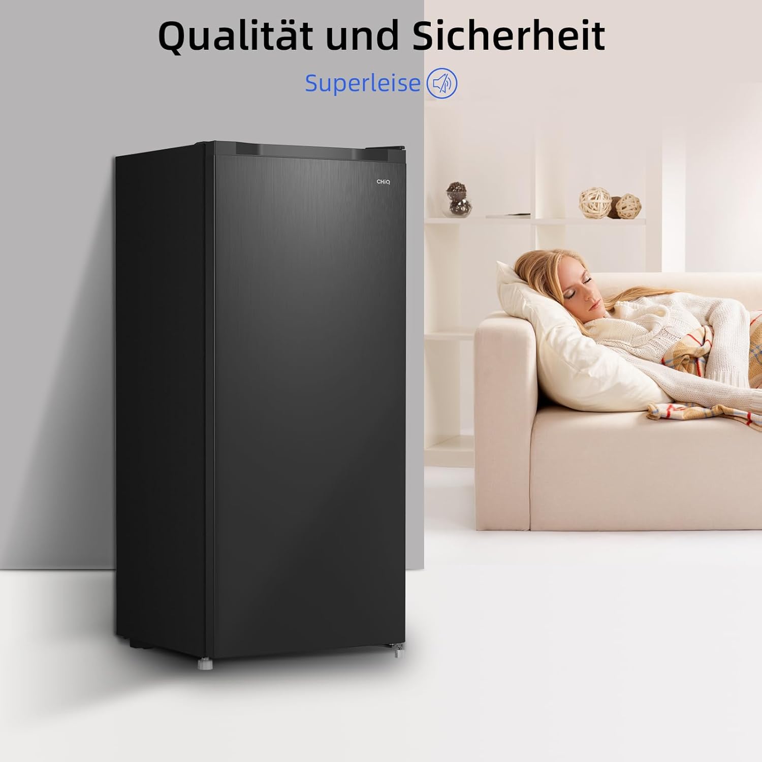 CHIQ Gefrierschrank FSD160D4E | Wechselbarer Türanschlag | Sehr Leise 41 DB (145L Manuelle Abtauung)| 12 Jahre Garantie auf den Kompressor*| 126 x 54 x 55 cm (HxBxT)