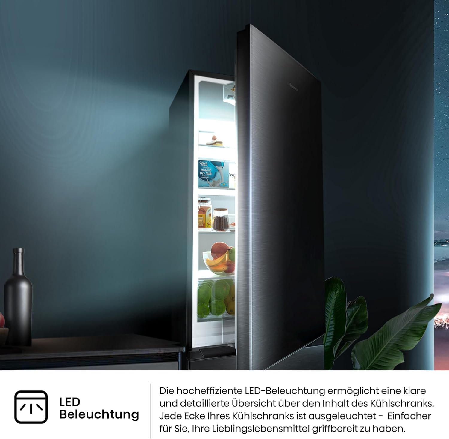 Hisense RB327N4AD2 Kühl-Gefrierkombination/ NoFrostPlus/ Multiflow 360°/ HolidayMode/ FreshZone/ 182,4 cm/ Kühlteil 171 l/ Gefrierteil 85 l/ 41 dB/ 287 kWh/ Jahr/ Edelstahl-Look