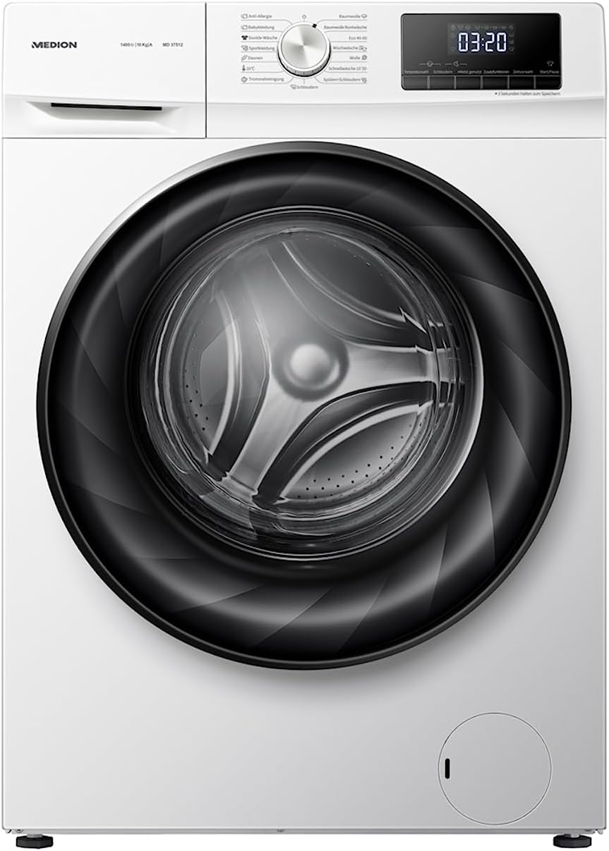 MEDION Waschmaschine (8 kg, 1400 U/Min, 15 Programme, Timerfunktion, Kindersicherung, LED Display, MD 37511)
