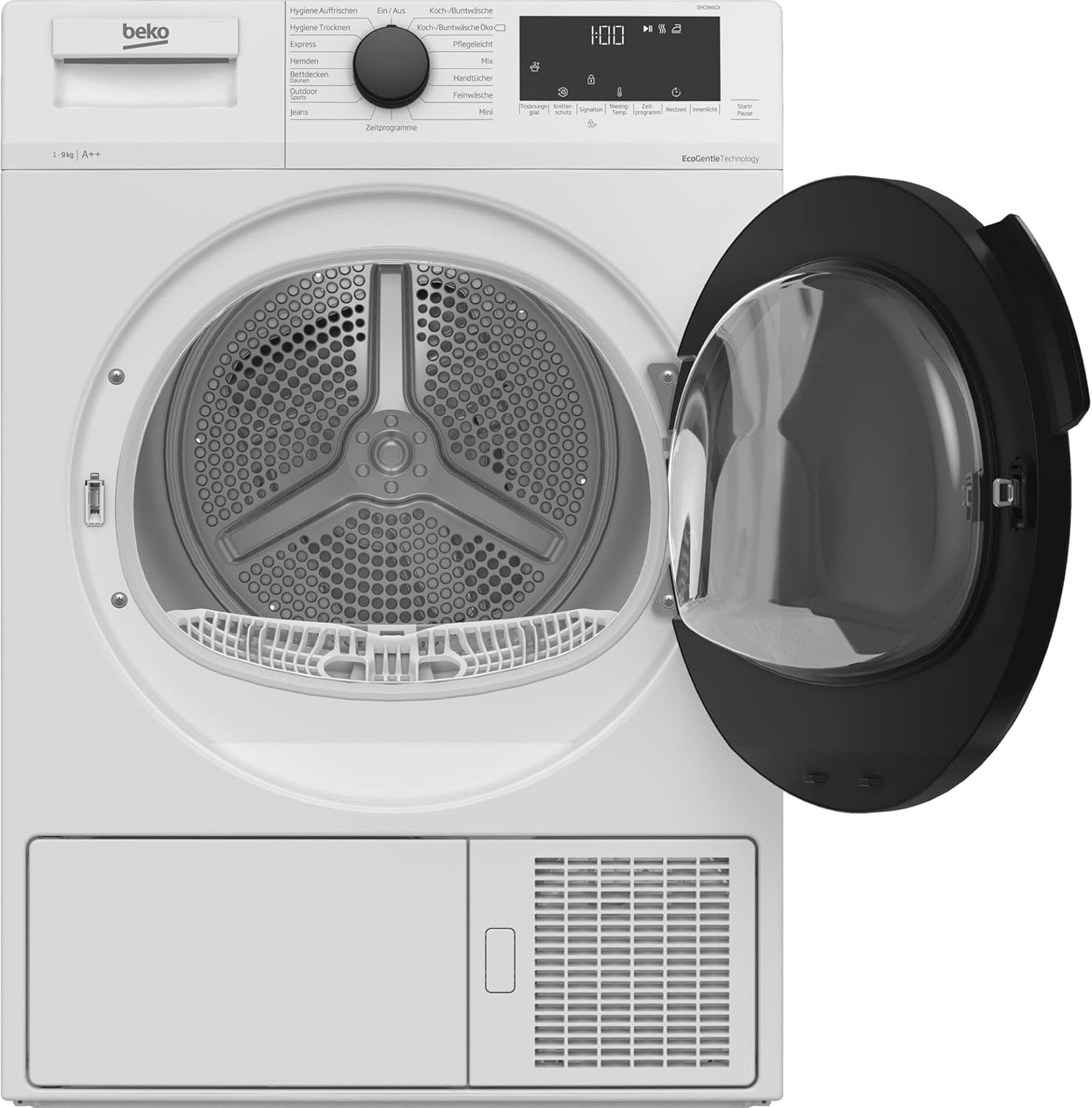 Beko DHC946GX b300 Wärmepumpentrockner, Wäschetrockner, 9 kg, Frontlader, AquaWave Schontrommel, Hygiene Trocknen & Hygiene Auffrischen, 15 Programme, Weiß