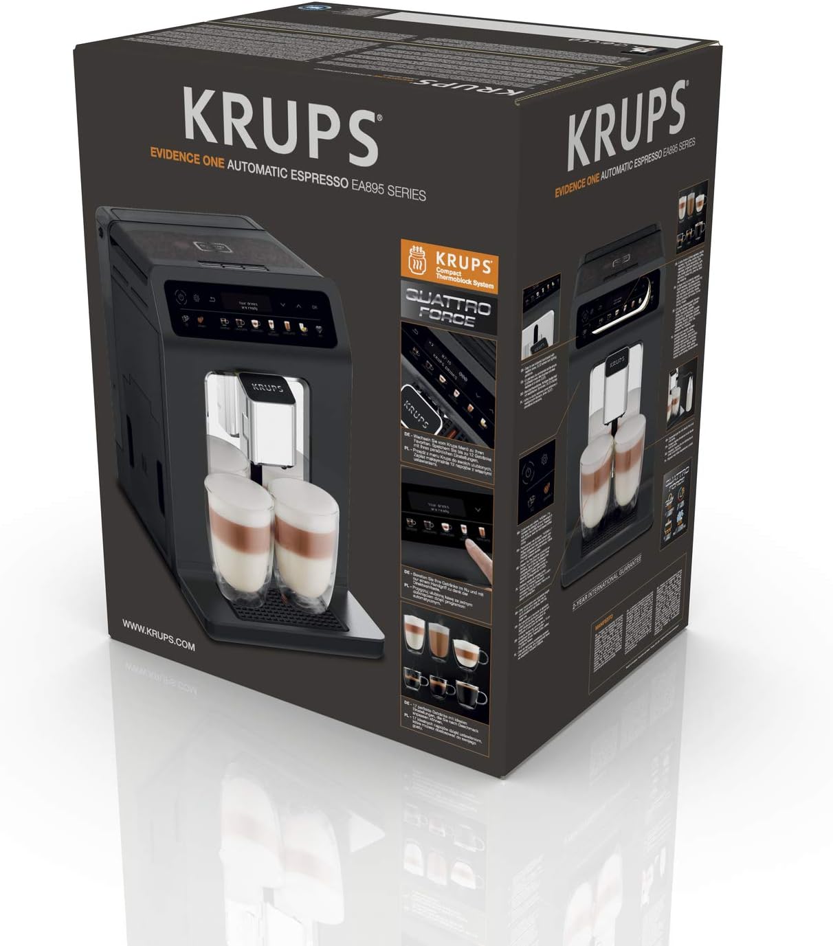 Krups Evidence One Kaffeevollautomat mit Milchschlauch, 12 Getränke, 2-Tassen-Funktion, Farbdisplay, Kaffeemaschine, TÜV-Siegel, Schwarz, EA895N10, Meteor Graphit