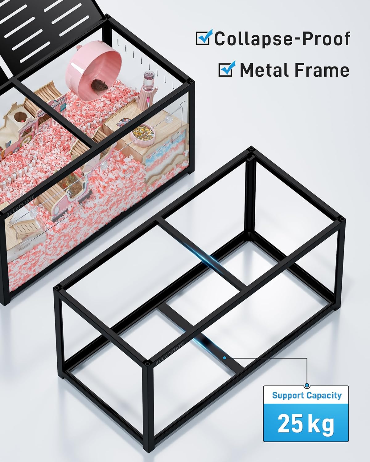 BUCATSTATE Hamsterkäfig 3,0: Metall Rattenkäfig Kleintierkäfig Groß Stapelbar mit Einfacher Montage 120L x 60W x 62H cm für Nager, Mäuse, Zwerghamster (0,72m², Weiß)