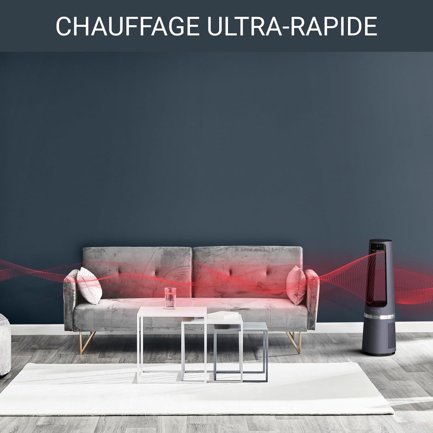 Rowenta QU5062 Eclipse 3in1 Luftreiniger | Heizlüfter | Ventilator | filtert 99,9% der Partikel | für 30 m2 Raumgre | schnelle Heizung bis zu 35°C | automatischer Tag- und Nachtmodus | Schwarz/Grau