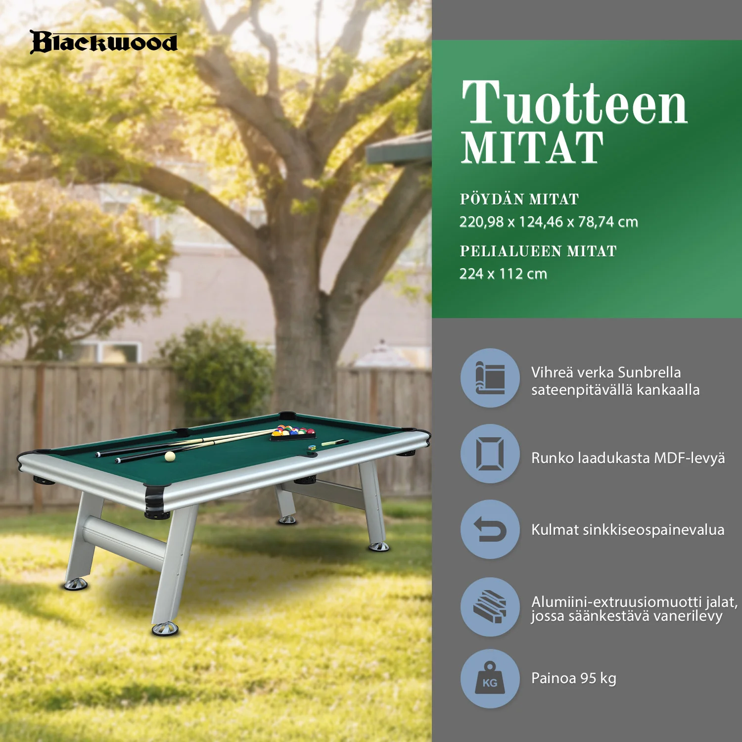 Blackwood Billardtisch, Outdoor 8’