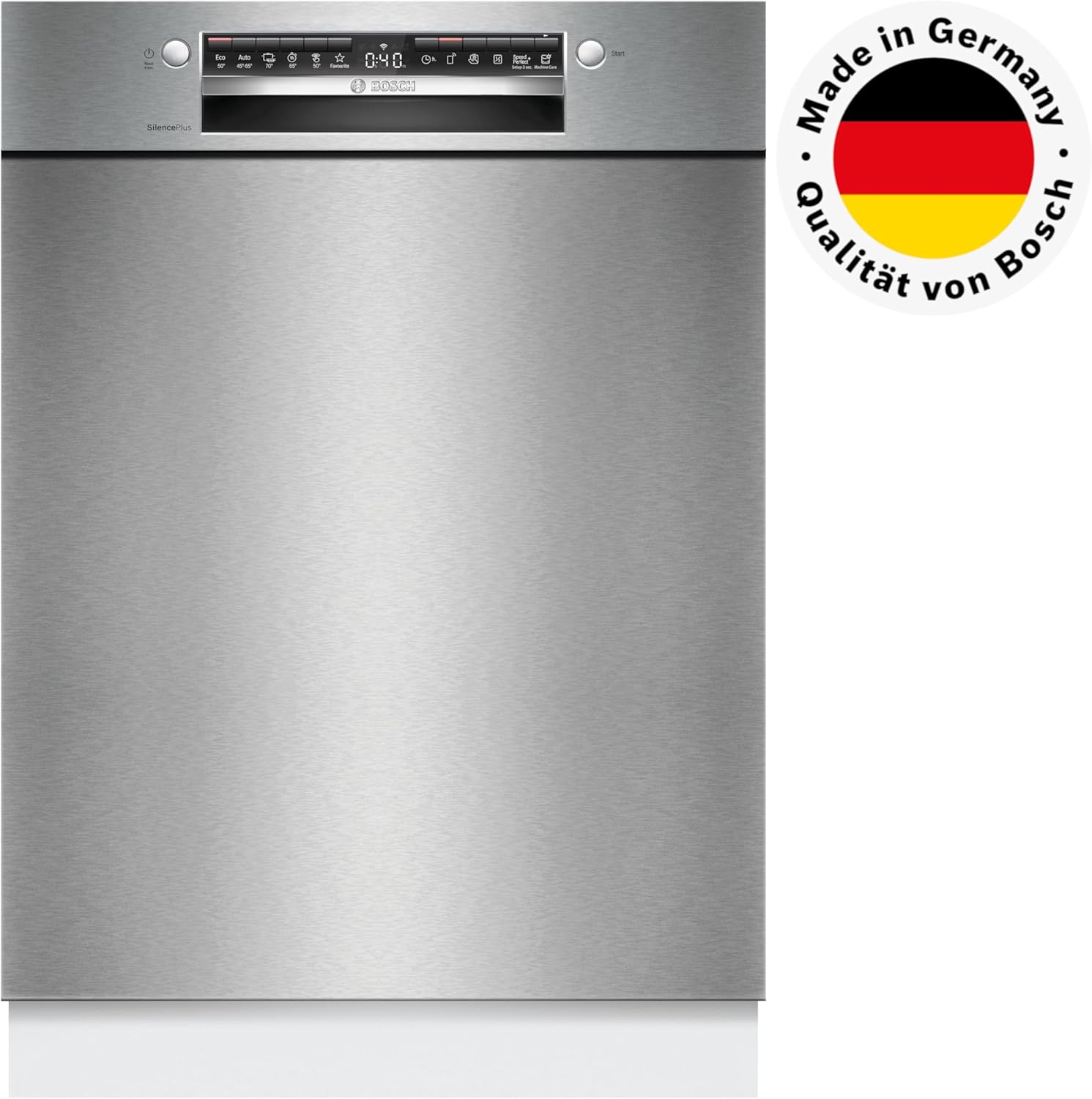 Bosch SMU4ECS28E, Serie 4, Smarter Unterbau-Geschirrspüler 60 cm, Besteckschublade, Spülmaschine Made in Germany, besonders Leise, Extra Trocknen, schneller sauberes Geschirr, Ferndiagnose, Edelstahl