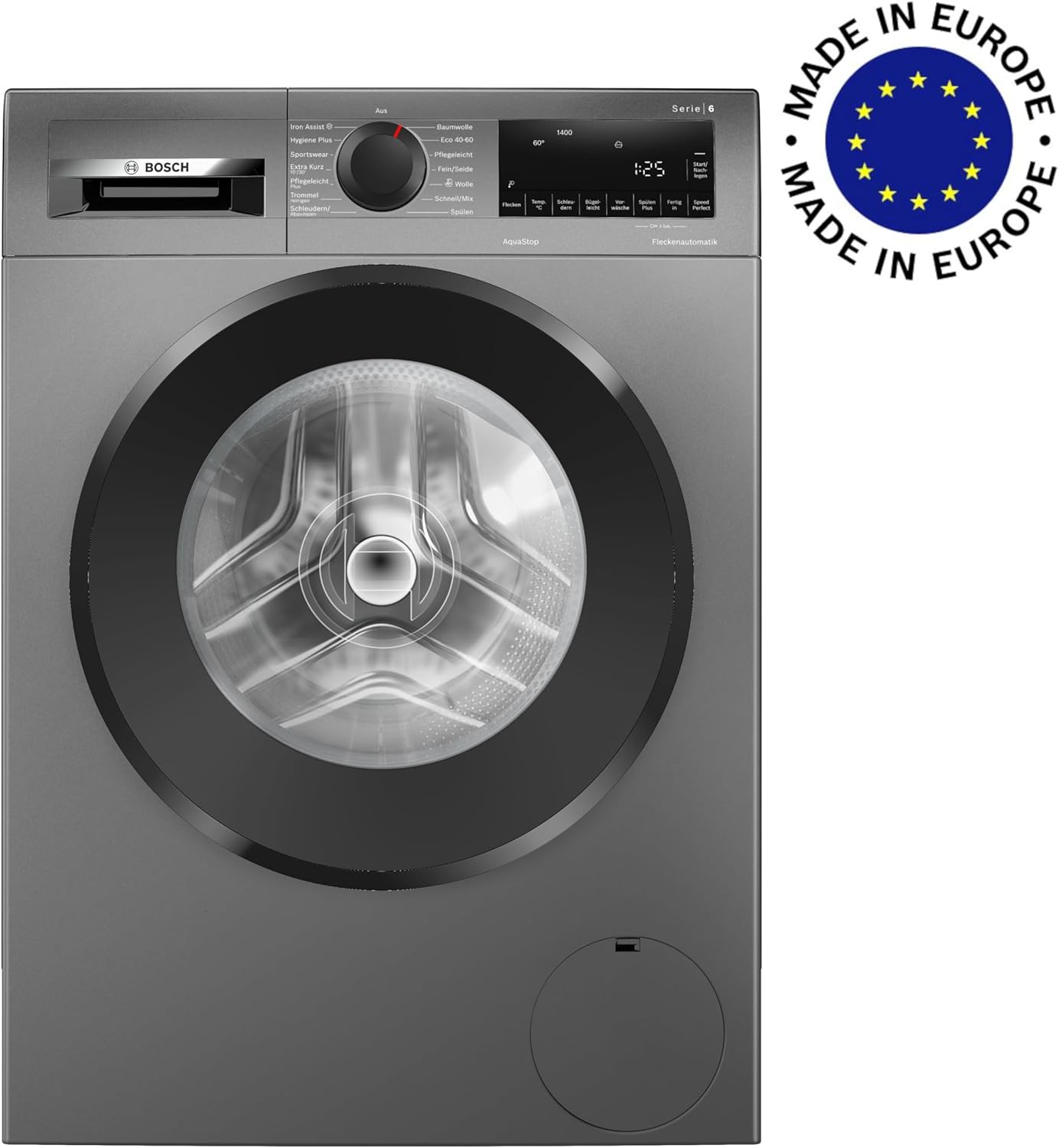 BOSCH WAN28127 Waschmaschine Serie 4, Frontlader mit 8kg Fassungsvermögen, 1400 UpM, Iron Assist, Active Water Plus, EcoSilence Drive, Speed Perfect, Weiß, 60cm