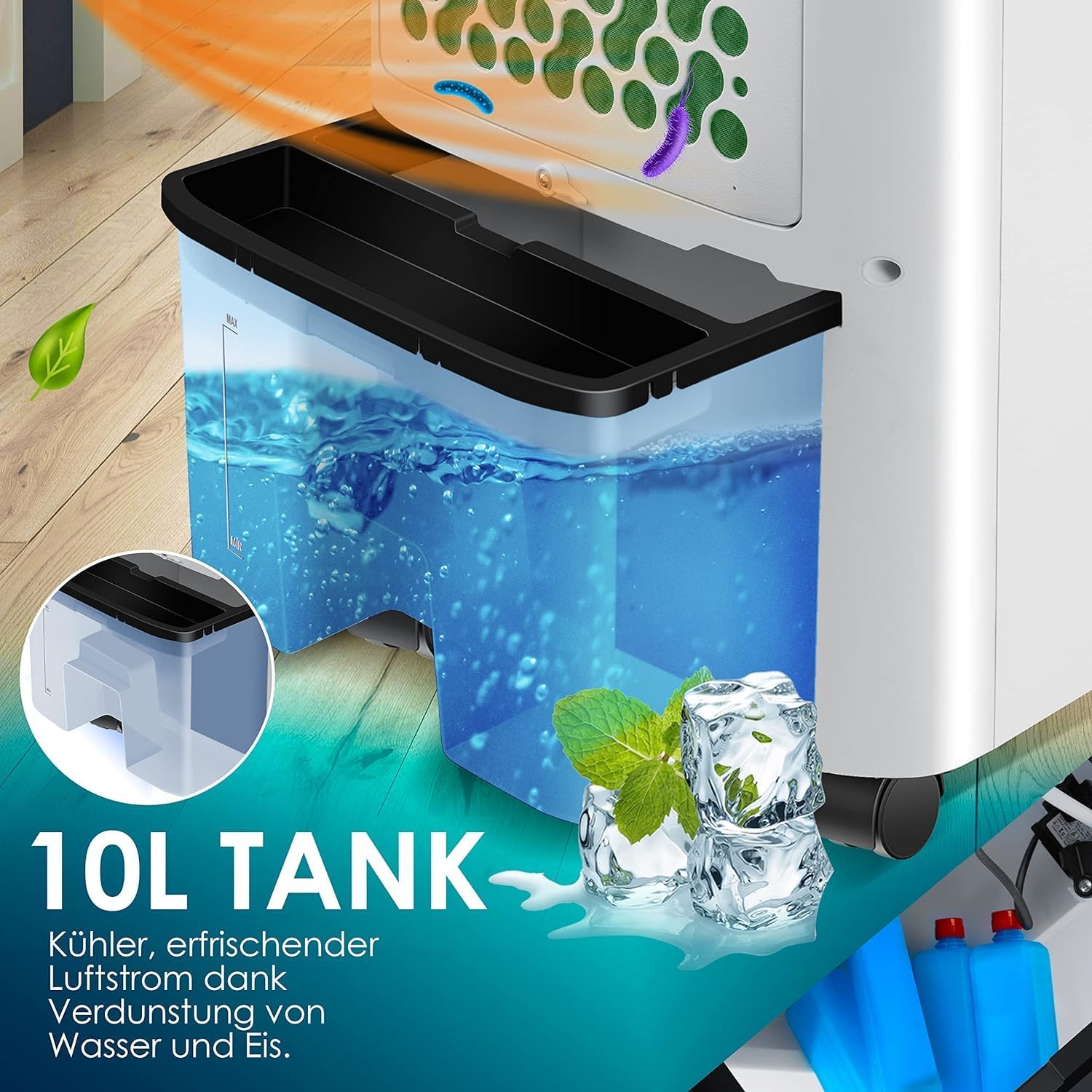 KESSER 4in1 Mobile Klimaanlage | Fernbedienung | Klimagert | Ventilator Klimaanlage | Timer | 3 Stufen | Ionisator Luftbefeuchter | Luftkühler |