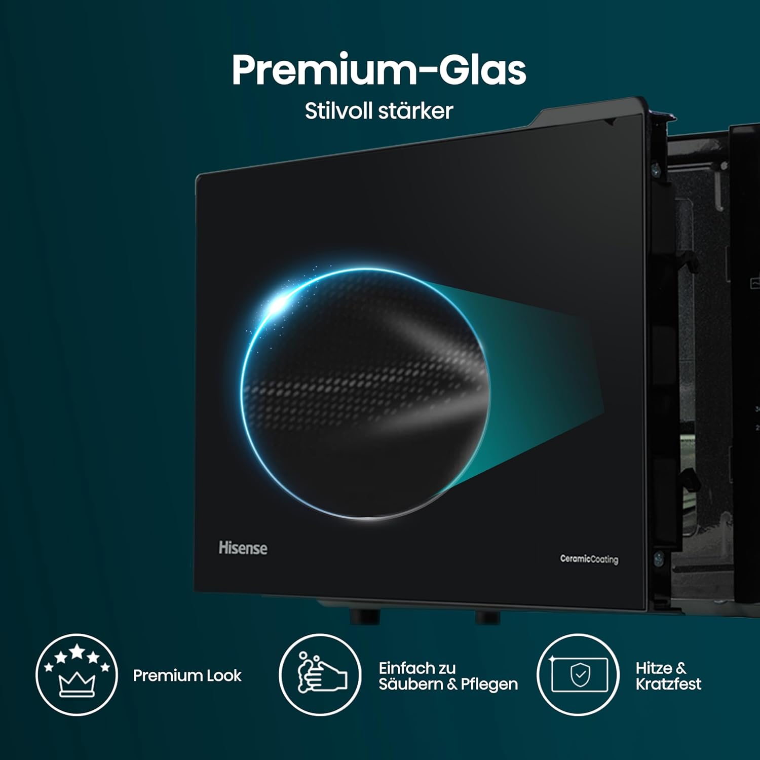 Hisense Elektronische Mikrowelle, Fassungsvermögen 23 l, Leistung 800 W, Grillleistung 1000 W, LED-Display mit Touch-Steuerung, Schwarz