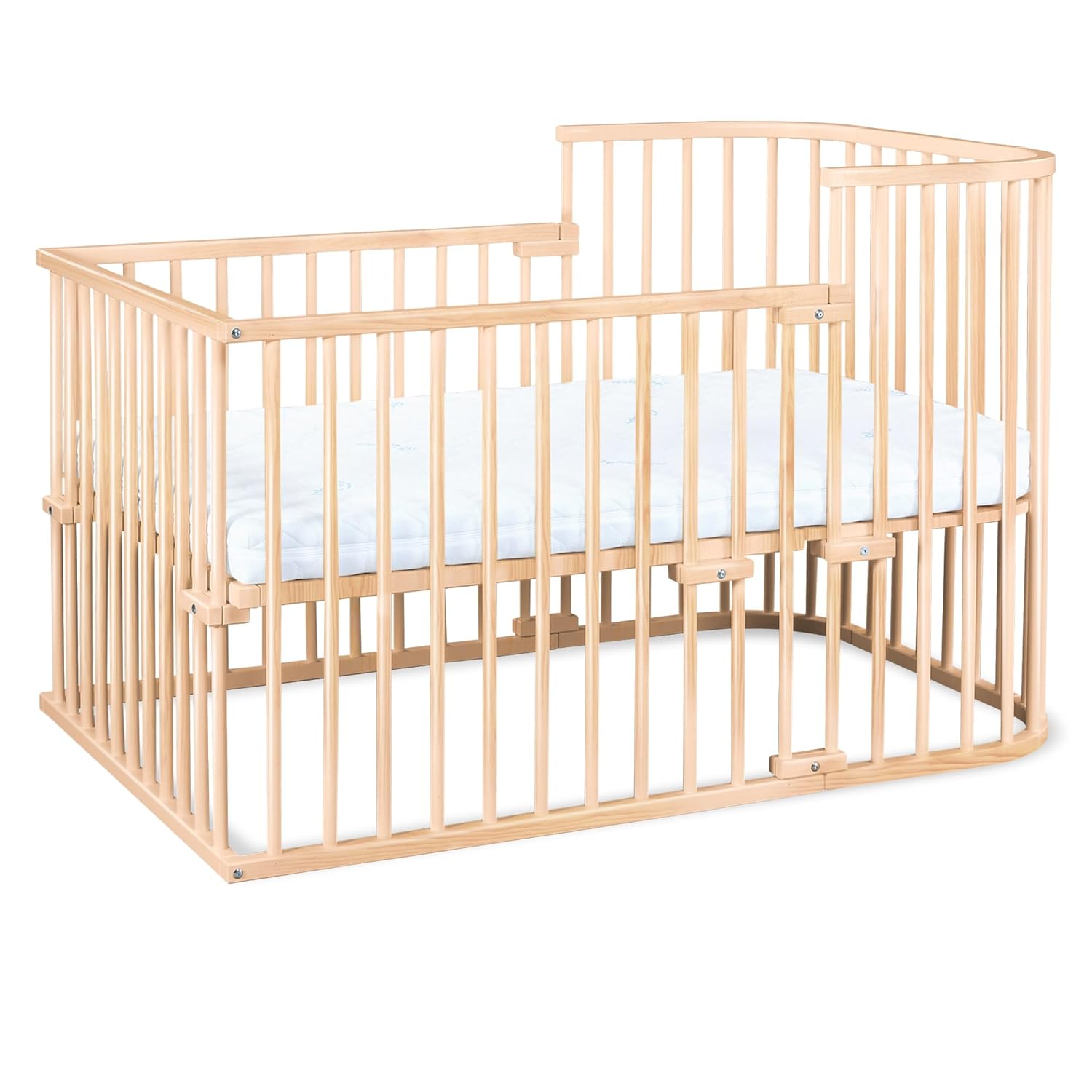 babybay Original Beistellbett aus massivem Buchenholz / kompakt & verwandelbar / Kinderbett Höhe stufenlos verstellbar & umweltfreundlich / mitwachsendes Babybett (weiß lackiert) / inkl. Matratze