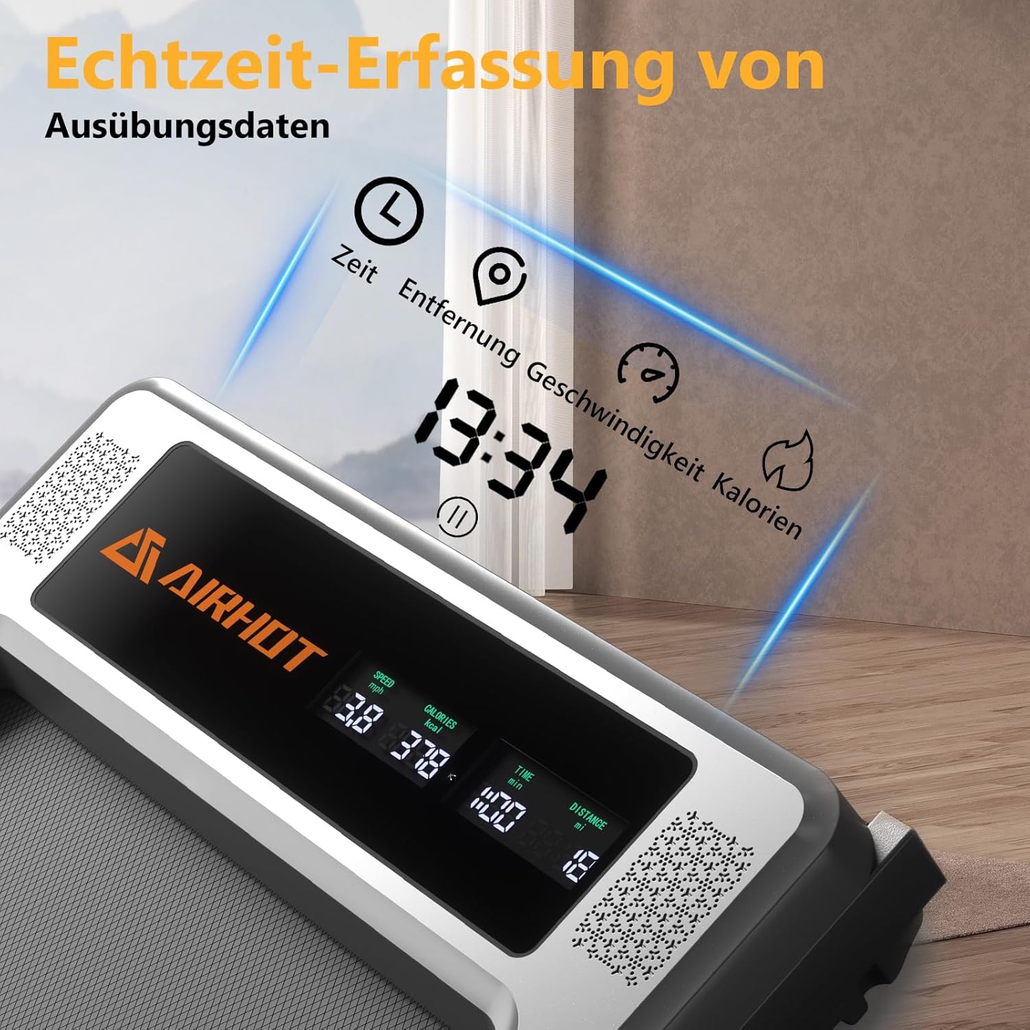 Laufband für Zuhause-AIRHOT, 2,5 PS Walking Pad, Untertisch-Laufband mit Fernbedienung und LED-Anzeige, maximale Geschwindigkeit von 6 km/h BZW. 12 km/h. Kompaktes Laufband für zuhause oder das Büro