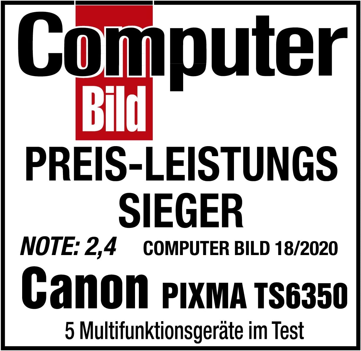 Canon PIXMA TS6350a Drucker Farbtintenstrahl Multifunktionsgerät DIN A4 (Fotodrucker, Scanner, Kopierer, OLED, 4.800x1.200 dpi, USB, WLAN, 5 separate Tinten, Duplexdruck, 2 Papierzuführungen), schwarz
