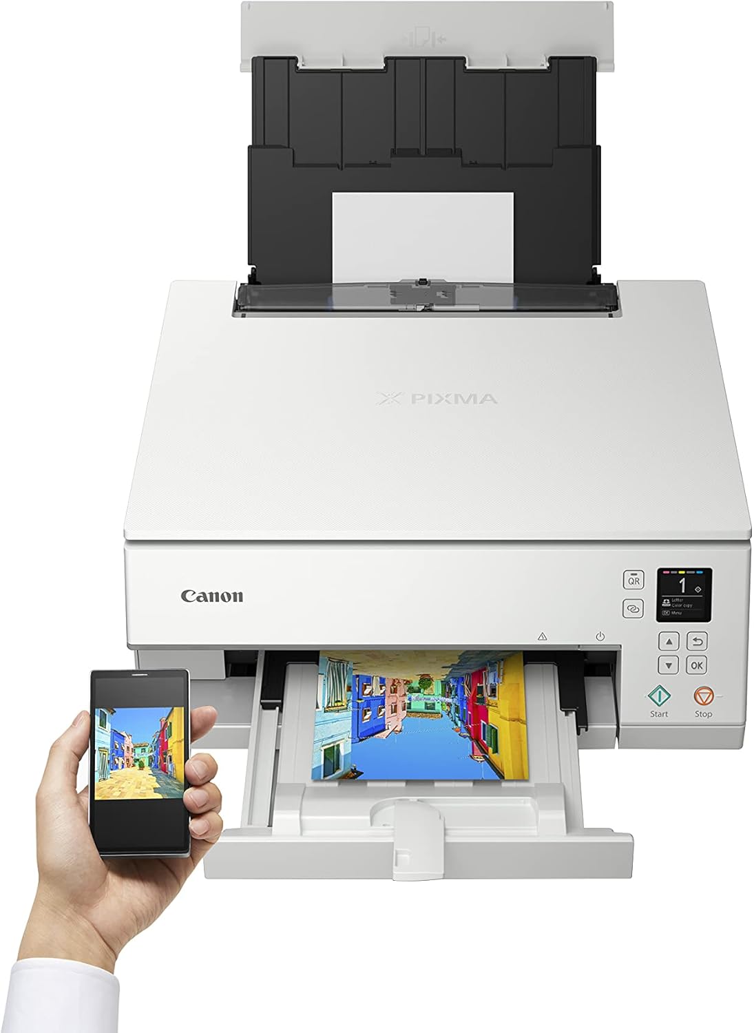 Canon PIXMA TS6350a Drucker Farbtintenstrahl Multifunktionsgerät DIN A4 (Fotodrucker, Scanner, Kopierer, OLED, 4.800x1.200 dpi, USB, WLAN, 5 separate Tinten, Duplexdruck, 2 Papierzuführungen), schwarz