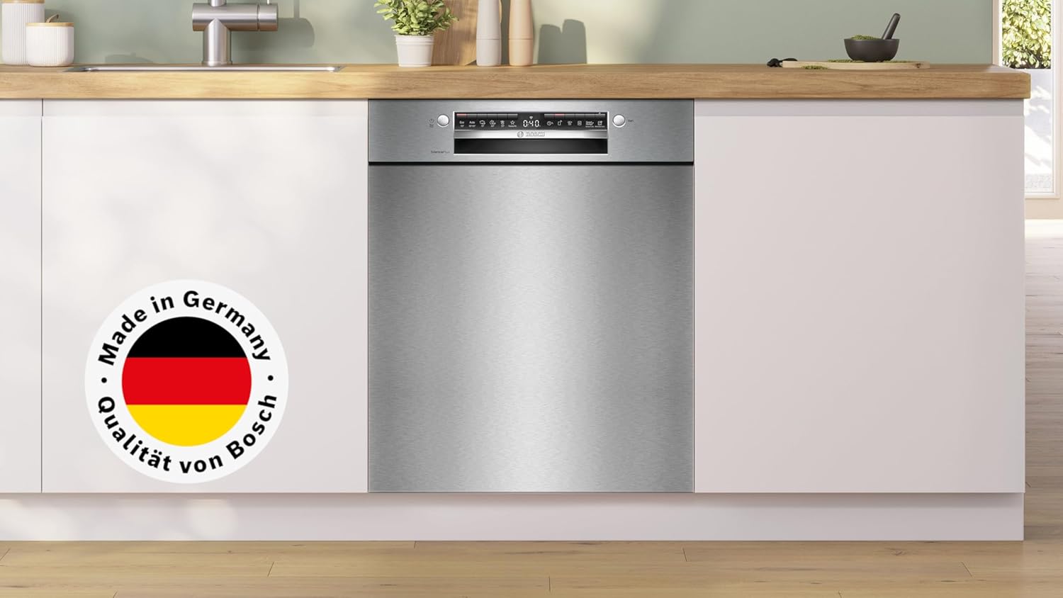 Bosch SMU4ECS28E, Serie 4, Smarter Unterbau-Geschirrspüler 60 cm, Besteckschublade, Spülmaschine Made in Germany, besonders Leise, Extra Trocknen, schneller sauberes Geschirr, Ferndiagnose, Edelstahl