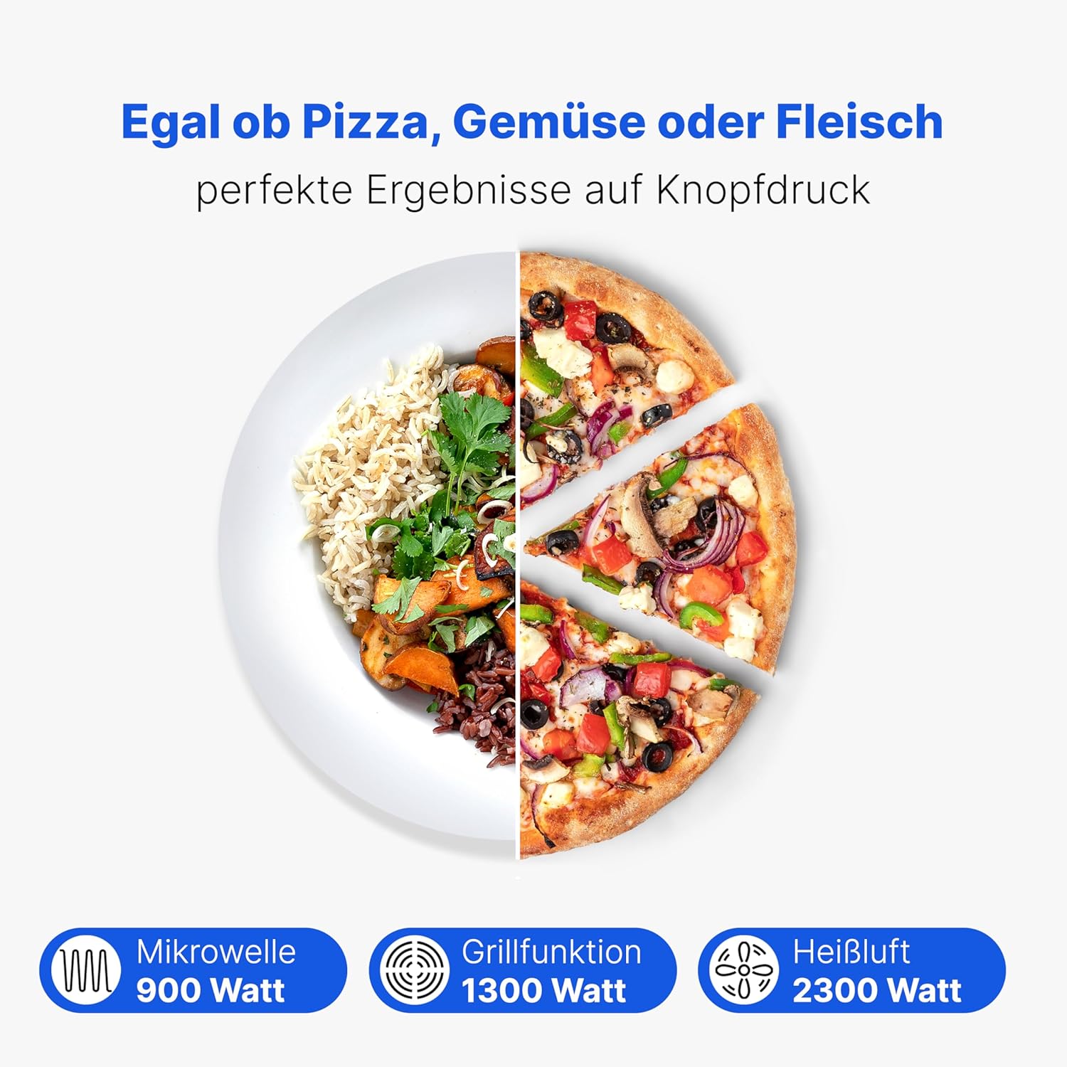 Bomann® 3in1 Einbau Mikrowelle mit Grill und Heißluft | Microwave mit 25L Garraum | 8 Automatikprogramme | Auftaufunktion | inkl. Grillrost und Drehteller (Ø 27 cm) | 900W | MWG 3001 H EB schwarz-matt