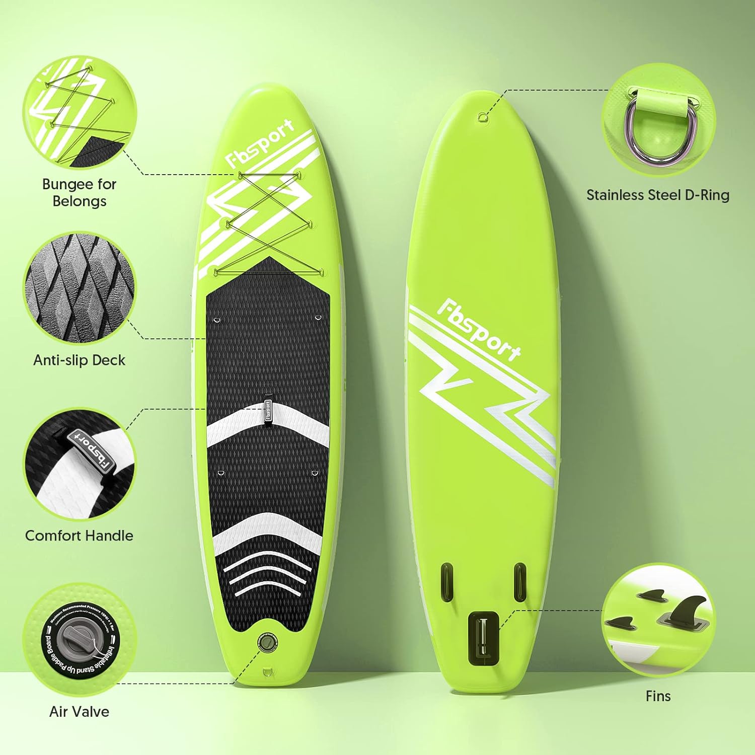 Premium-Stand-Up-Paddle-Board, Yoga-Board mit strapazierfähigem SUP-Zubehör und Tragetasche | Breiter Stand, Surf-Kontrolle, rutschfestes Deck, Leine, Paddel und Pumpe für Jugendliche und Erwachsene