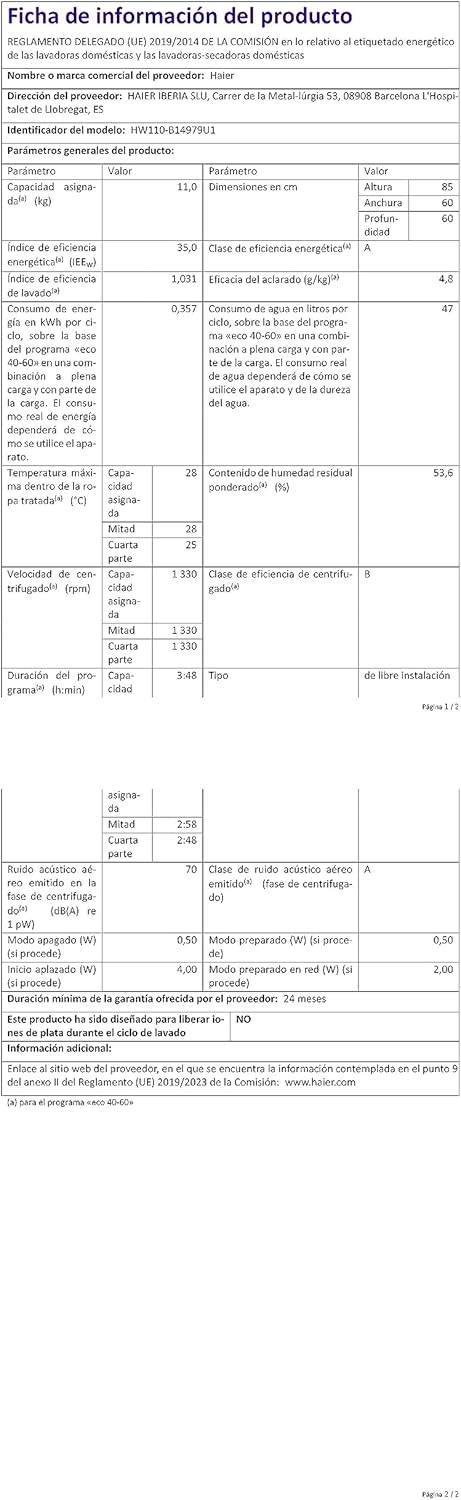 Haier I-PRO SERIE 7 PLUS HW120-B14979EU1 Waschmaschine / 12 kg / 20% effizienter als Klasse A/Smart Home - Wi-Fi & hOn App/Direct Motion Motor/Refresh-Programm & Fleckenoptionen