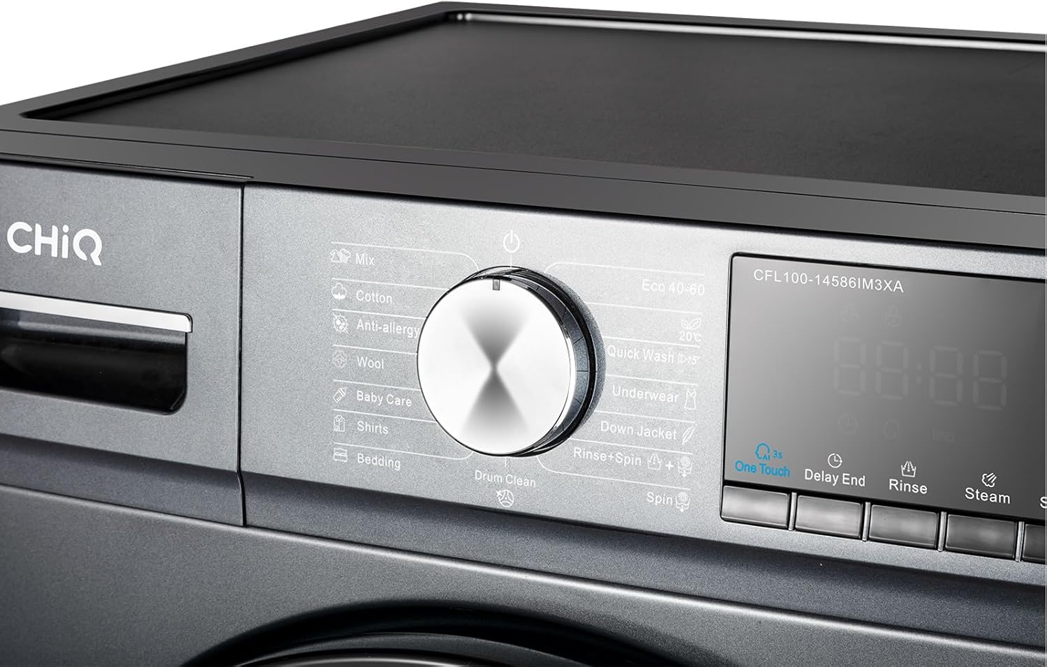 CHiQ Waschmaschine 7kg, 15 Programme, InverterMotor, Eco-Logic, Speed Wash, 60x46,5x84cm, Auto Clean, Washer Grau, CW07123863AX