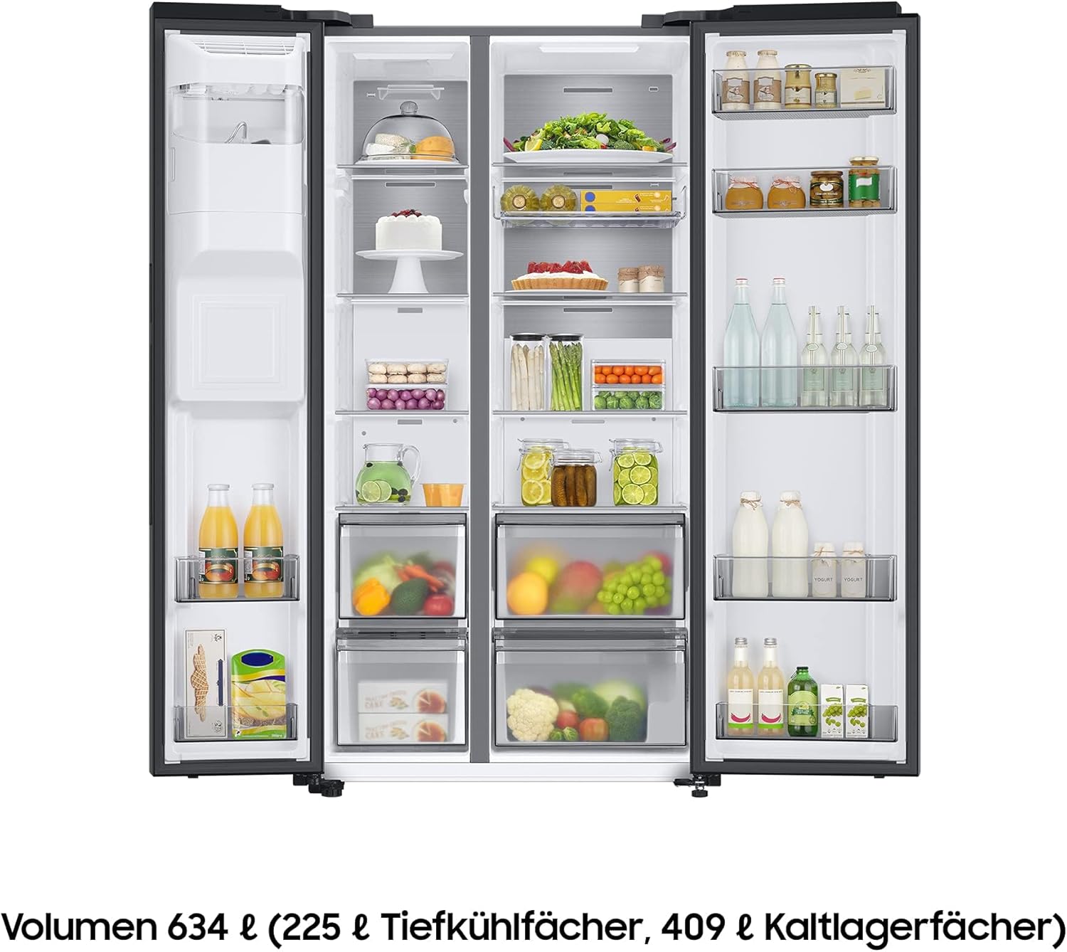 RS6GA8521B1/EG Side-by-Side Kühlschrank, 178 cm, 634 , 225  Gefriervolumen, Space Max Technologie, Premium Black Steel