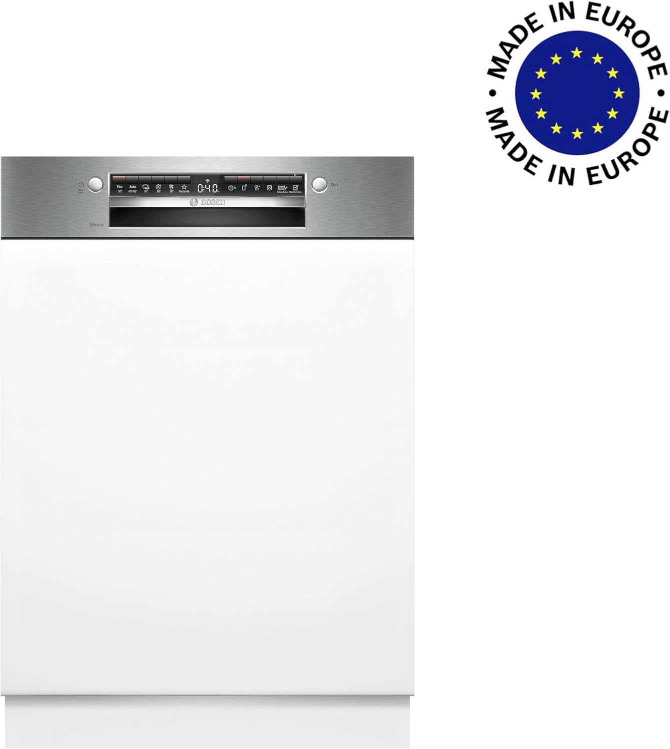 Bosch SMU4ECS28E, Serie 4, Smarter Unterbau-Geschirrspüler 60 cm, Besteckschublade, Spülmaschine Made in Germany, besonders Leise, Extra Trocknen, schneller sauberes Geschirr, Ferndiagnose, Edelstahl