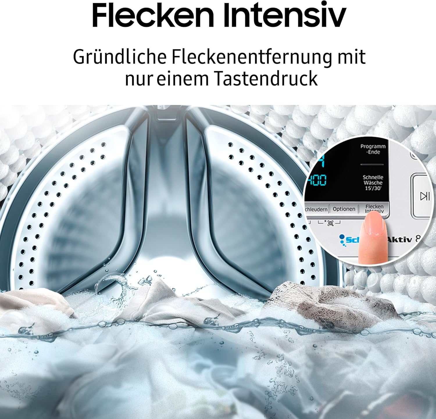 Samsung WW8NK52K0VW/EG Waschmaschine, 8 kg, 1200 U/min, SLIM Platzsparer, Ecobubble, AddWash, Hygiene-Dampfprogramm, Weiß