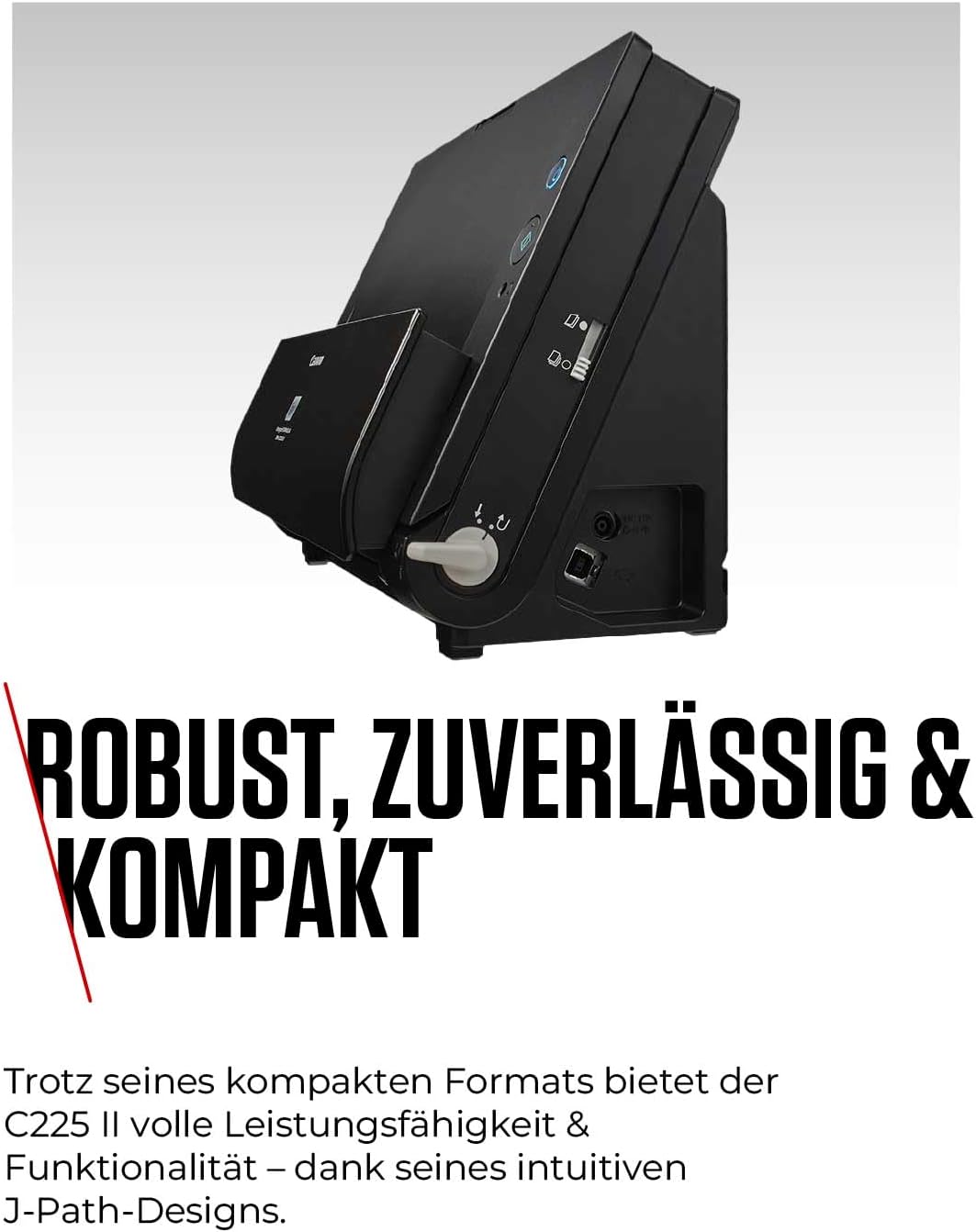 Canon DR-C225 II - imageFORMULA Dokumentenscanner (Duplex, Einzug, Farbe, 600dpi, 25 Seiten/Min, PDF OCR, kompakt, schwarz)