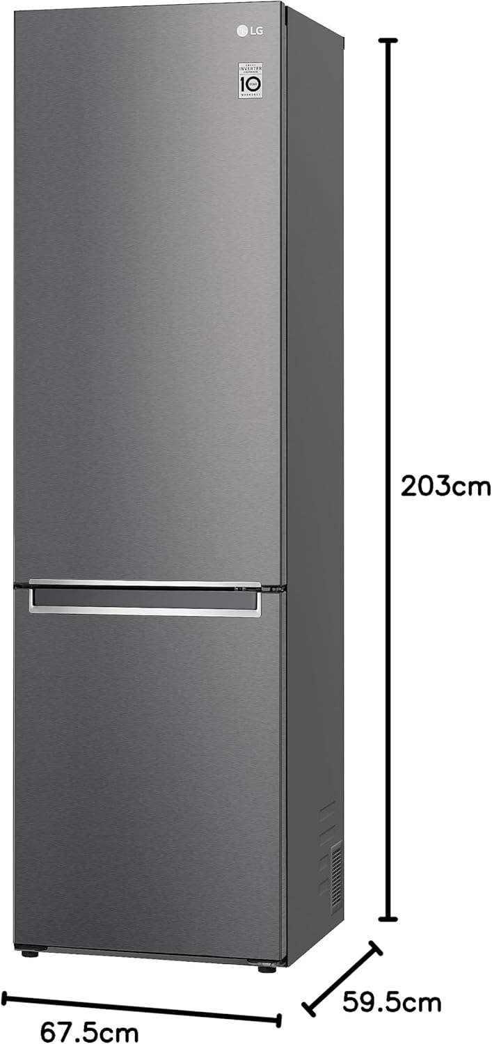 LG GBV22NCCEP Kühl-/Gefrierkombination – Smart Inverter Compressor, Total No Frost, Modern Flat Door Design, Matt Schwarz Metallic, Energieeffizienz A