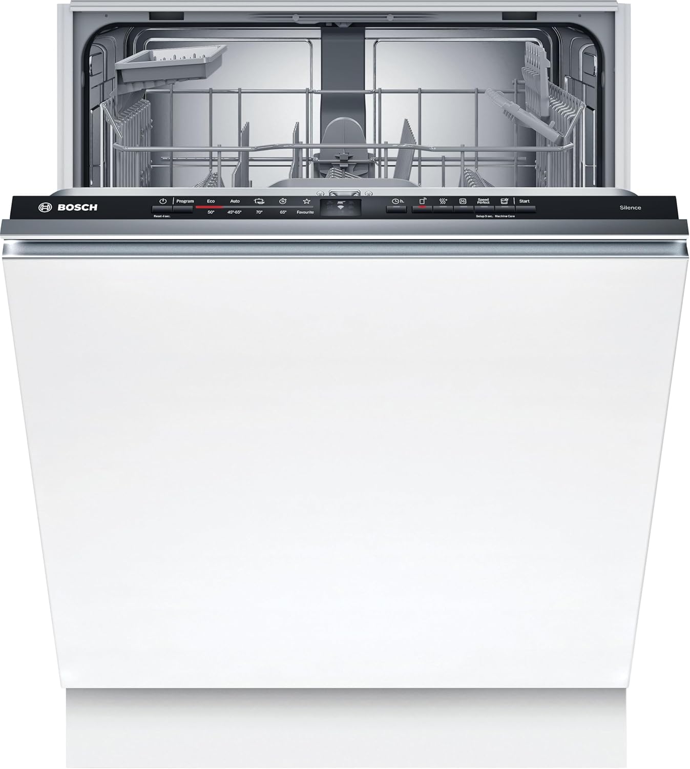 Bosch SMV4ETX08E, Serie 4, Smarter Geschirrspüler Vollintegriert 60 cm, Besteckkorb, Spülmaschine mit Programmassistent, besonders Leise, Rackmatic, Automatische Türöffnung, InfoLight, AquaStop