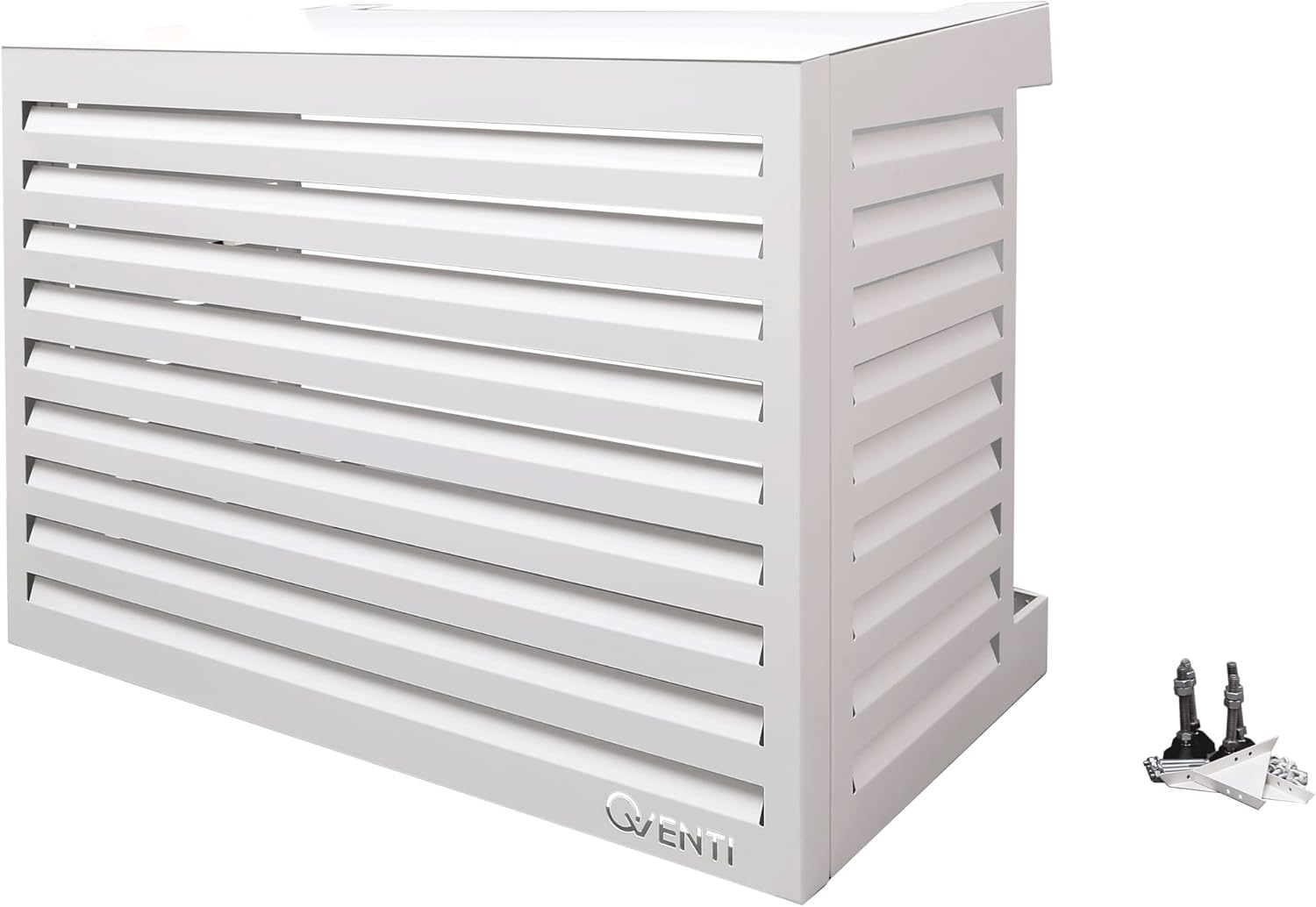 Qventi Abdeckung für Klimaanlage - Anthrazit/Grau - Aluminium - Schutzgitter - Verkleidung - Einfache Montage - Größe S - Außenmaße (LxBxH): 100 x 50 x 75 cm