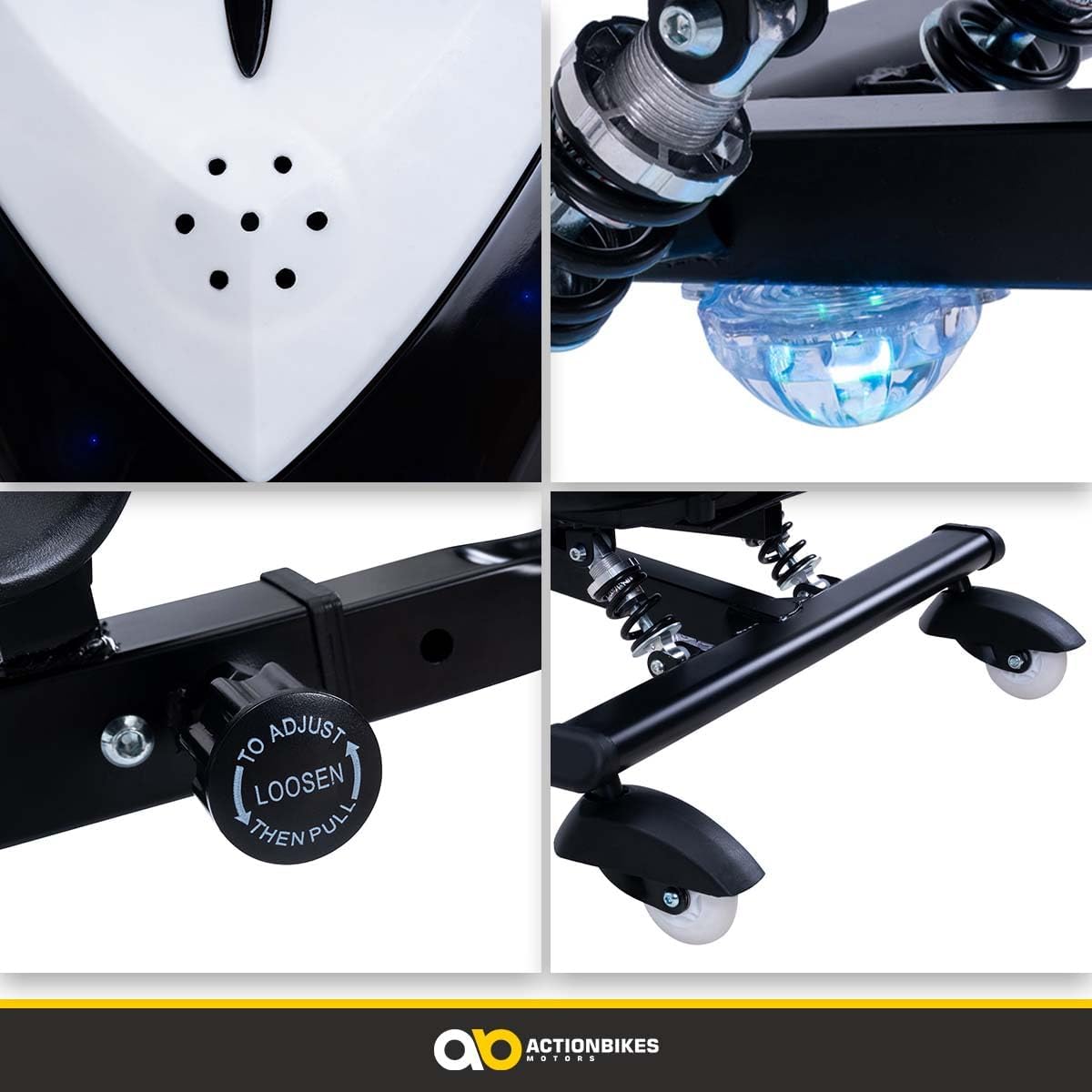 Actionbikes Motors Kinder Elektro Driftscooter | 𝟐𝟓𝟎 Watt Motor - Drift Cart 360°- 3 Geschwindigkeitsstufen - LED-Beleuchtung - Sitz verstellbar - Bluetooth - Drift Kart - Drift Auto (Space Purple)