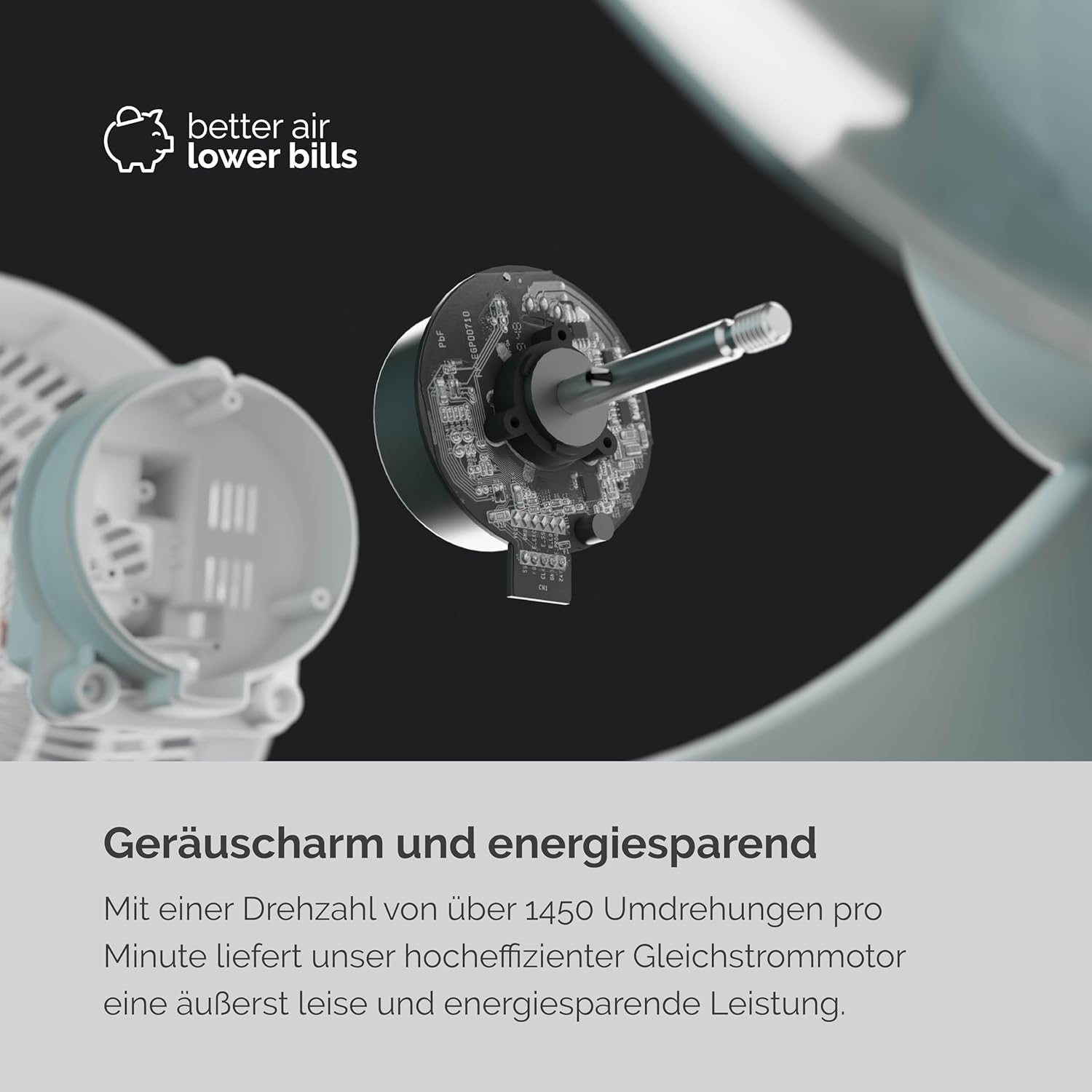 MEACO MeacoFan Sefte® Tischventilator - 10 Luftumwälzer mit 12 Geschwindigkeiten - Horizontale und vertikale Oszillation - 3 Oszillationsbereiche - Ultraleise, ferngesteuerte Kühlung, Schwarz