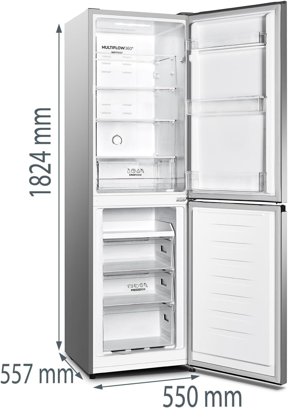 Gorenje N 619EAXL4 Kühl-Gefrier-Kombination/ LED Display/ 186 cm/ 300 l/ NoFrostPLus/ Gemüsefach mit Feuchteregler/ FastFreeze/ edelstahl