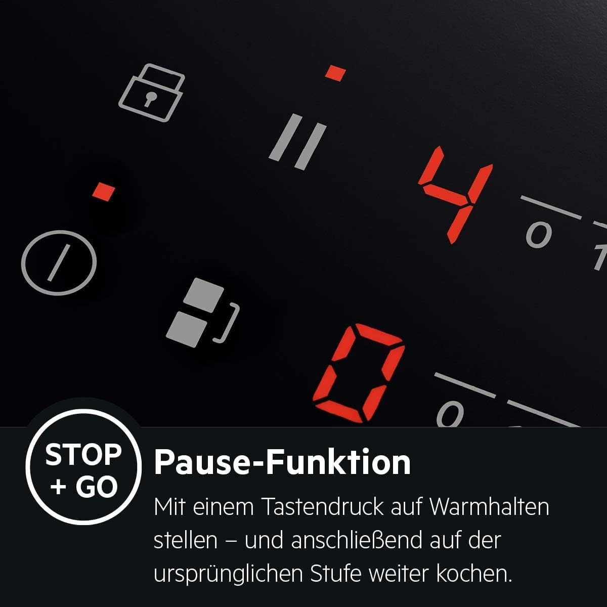 AEG IKE84441XB Autarkes Kochfeld / Herdplatte mit Touchscreen, Topferkennung & Hob²Hood-Funktion / Induktionskochplatte / 4 Kochzonen / Edelstahlrahmen / 80 cm Schwarz