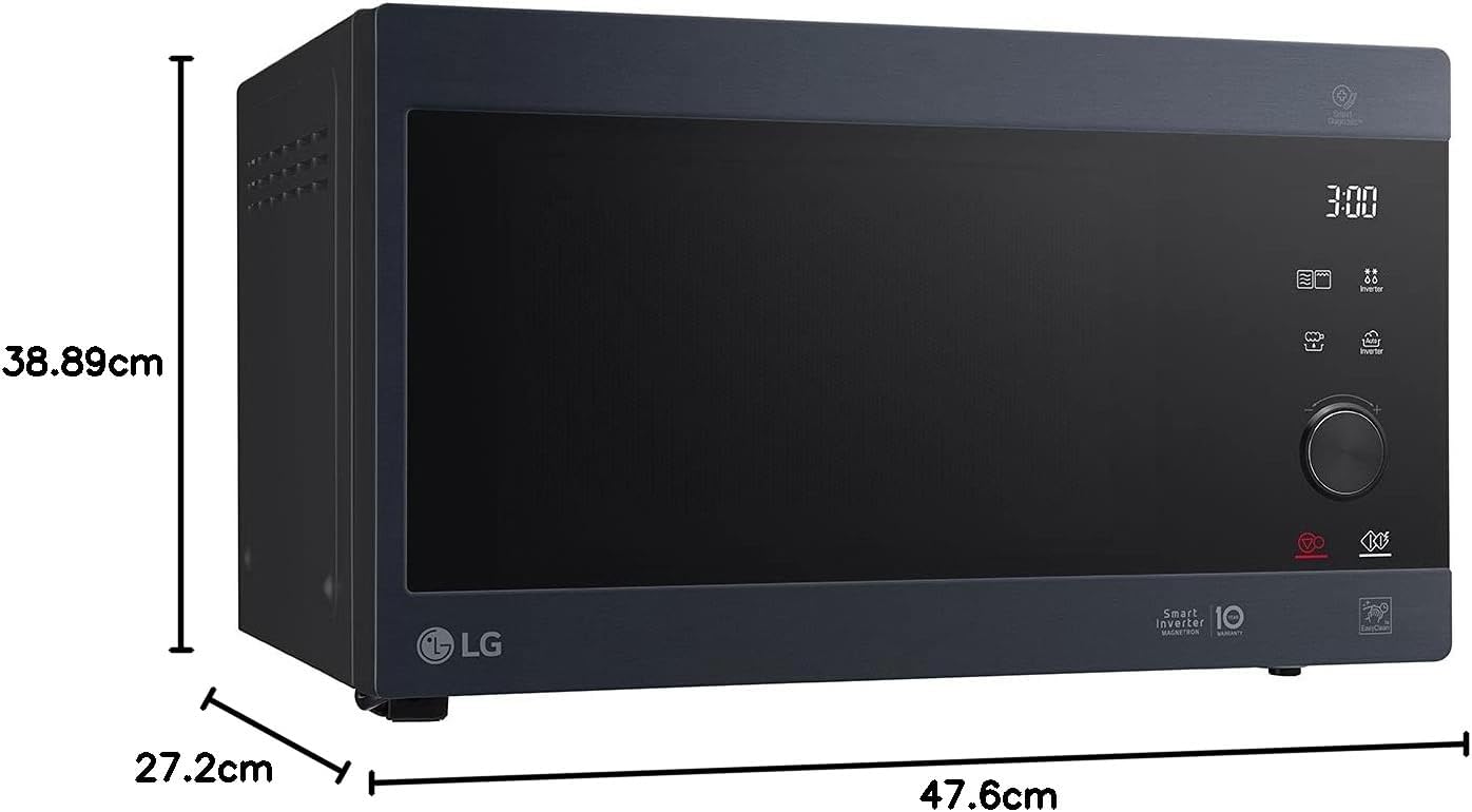 LG MS2595CIS Mikrowelle mit Smart Inverter Technologie, 25 Liter Kapazität, 1000 W, Automatikprogramme, einstellbare Leistungsstufen und EasyClean-Funktion, Silber