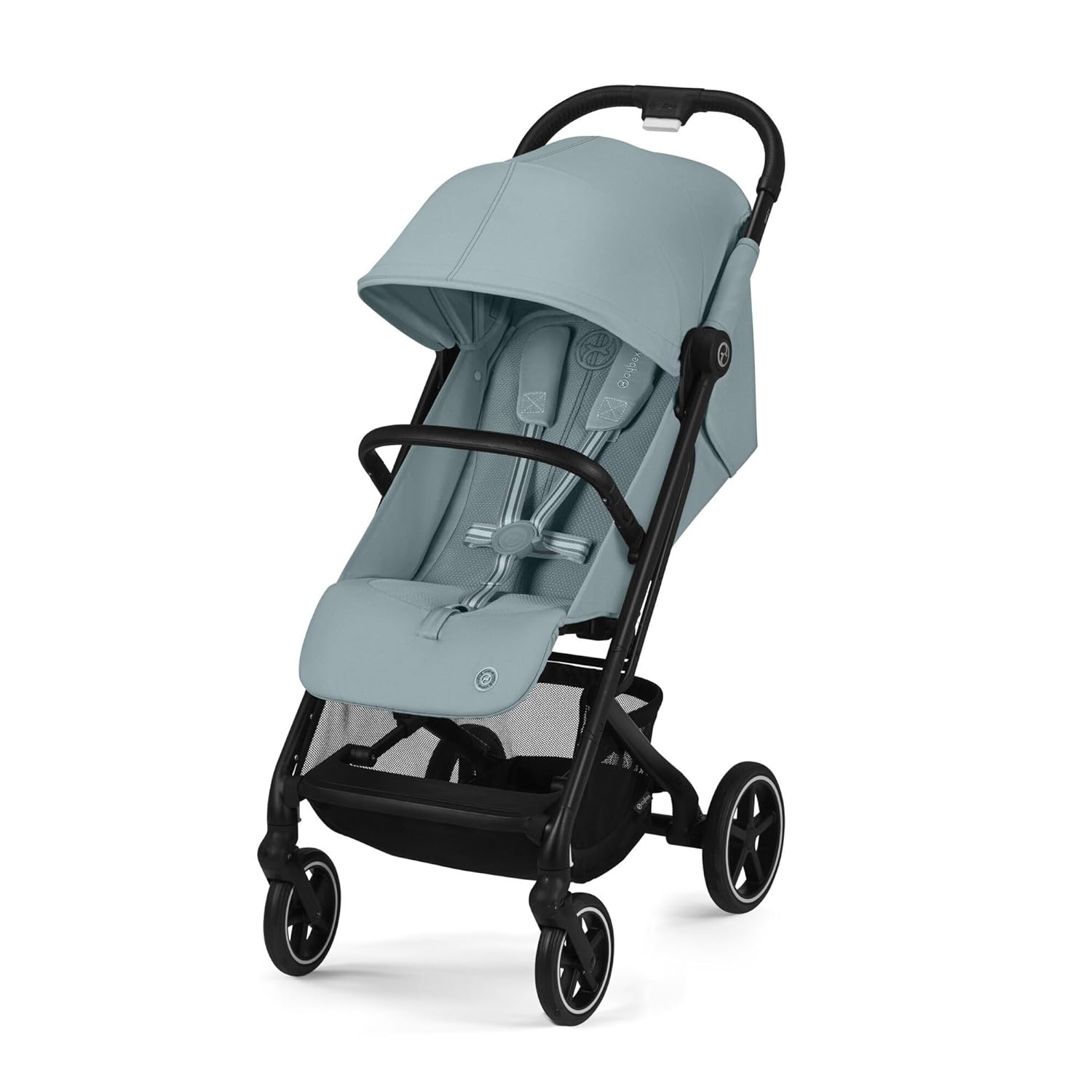 Cybex Gold Kinderwagen Beezy mit One-Pull Harness, Ab Geburt bis ca. 4 Jahre (max. 22 kg), Kompakt und ergonomisch, Magic Black (Schwarz mit schwarzem Rahmen)