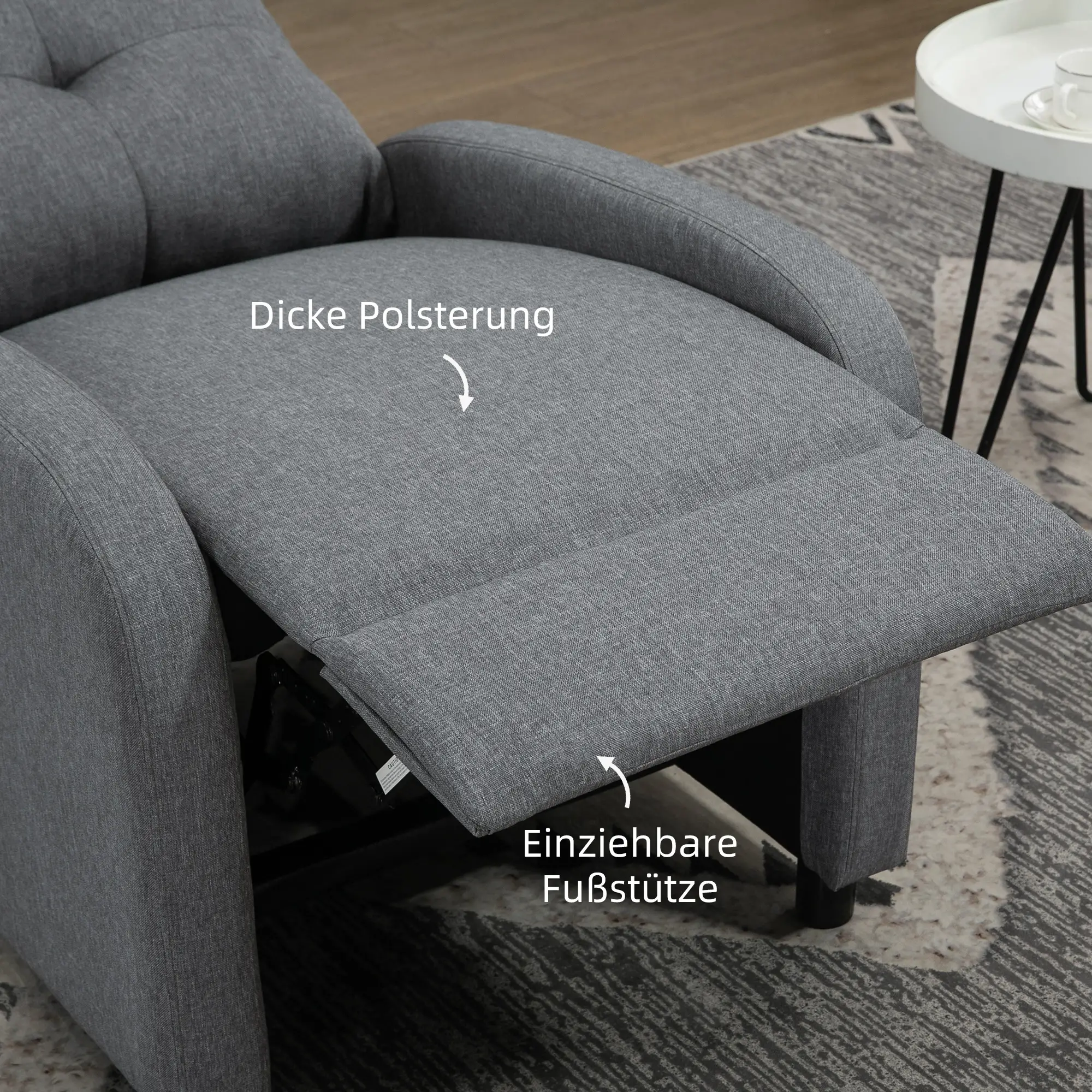 HOMCOM Relaxsessel mit Liegefunktion Grau