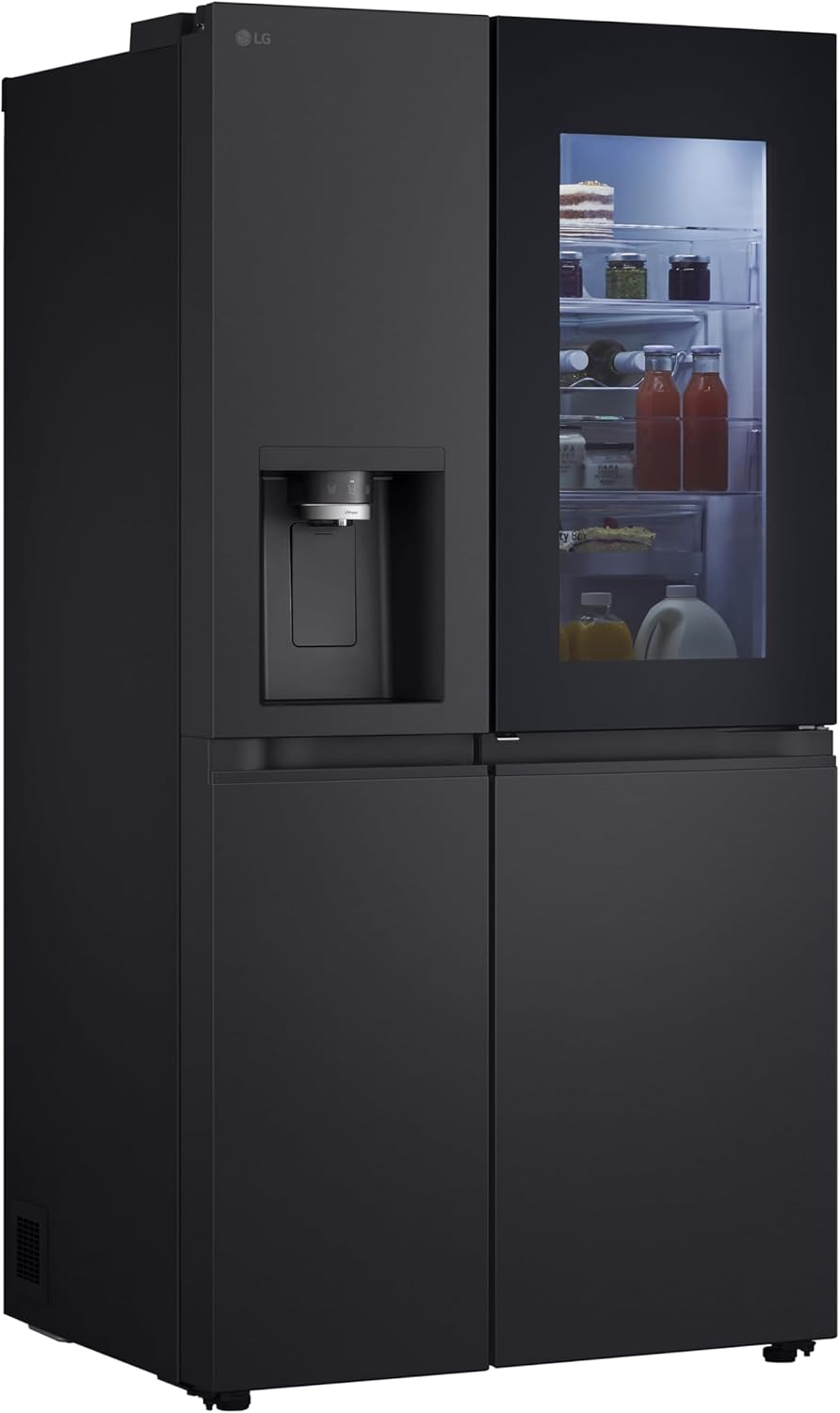 LG GSGV81PYLL Side by Side Kühlschrank, Klasse E, 635 L, Instaview, Kühlschrank mit Gefrierfach, Eis-, Crushed Ice- Wasserspender, Total NoFrost, Smart Inverter Kompressor, Wi-Fi