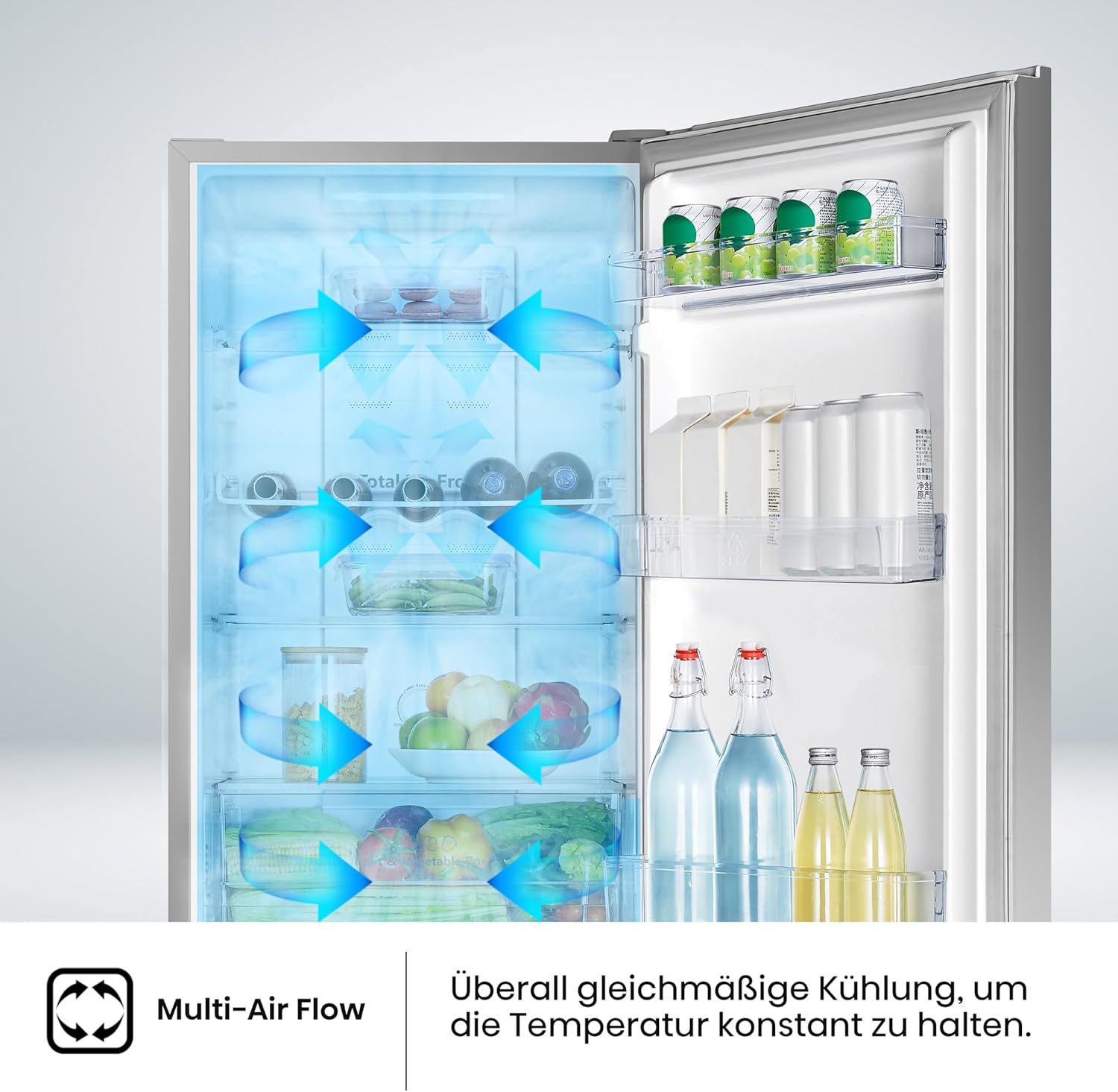 Hisense RB327N4ADD Fridge-Freezer Combination, EEK D, Total NoFrost, Interchangeable Door Hinge, Bottle Grid, 171 Litre Fridge Compartment, 85 Litre Freezer Compartment, Stainless Steel Look