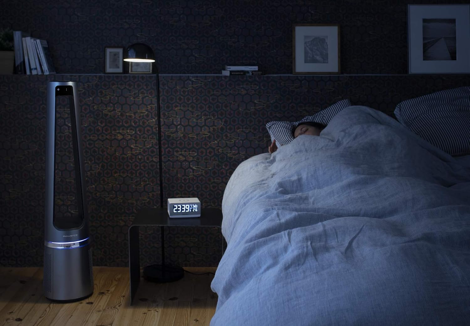 Rowenta QU5062 Eclipse 3in1 Luftreiniger | Heizlüfter | Ventilator | filtert 99,9% der Partikel | für 30 m2 Raumgre | schnelle Heizung bis zu 35°C | automatischer Tag- und Nachtmodus | Schwarz/Grau