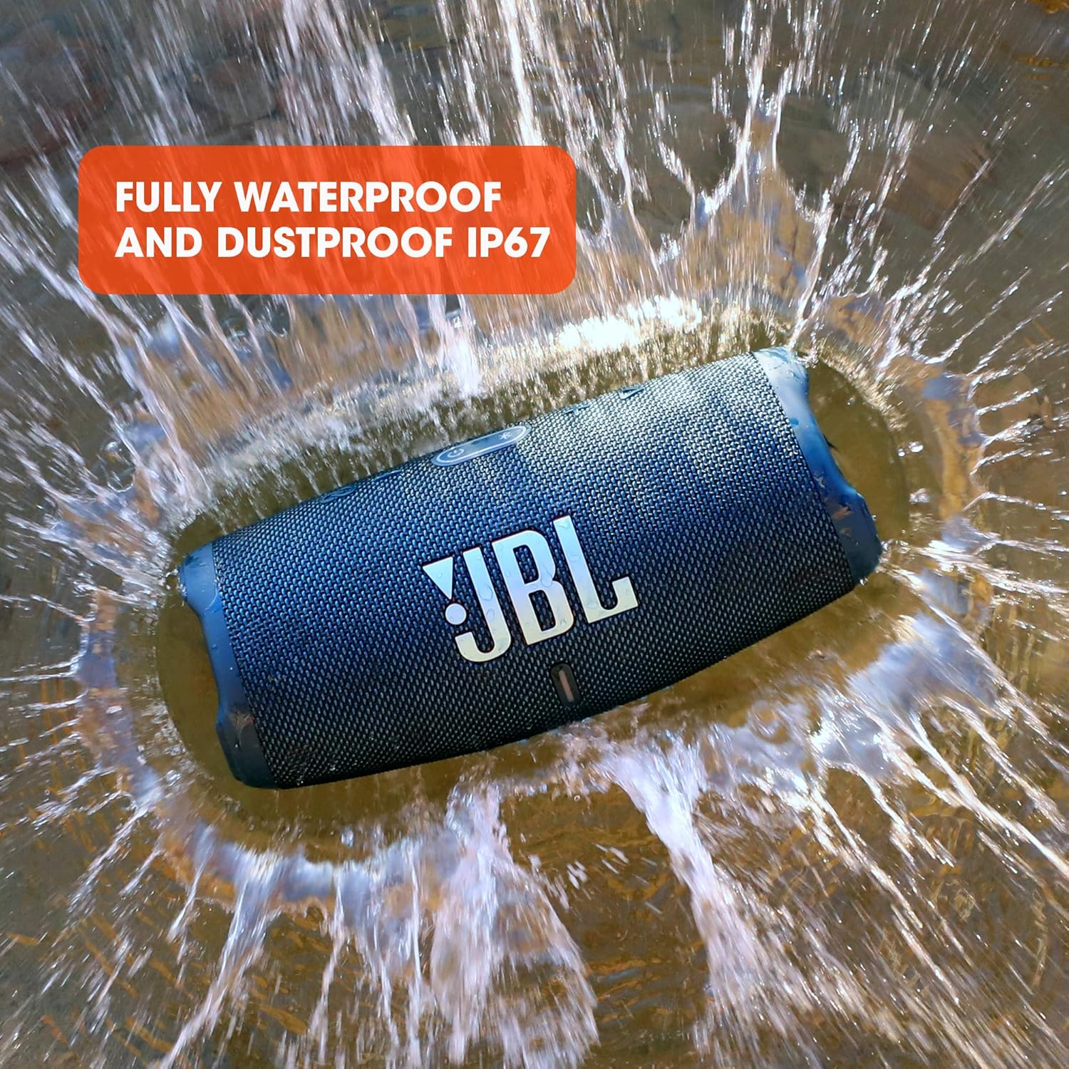 JBL Charge 5 Bluetooth-Lautsprecher in Schwarz – Wasserfeste, portable Boombox mit integrierter Powerbank – Eine Akku-Ladung für bis zu 20 Stunden kabellosen Musikgenuss