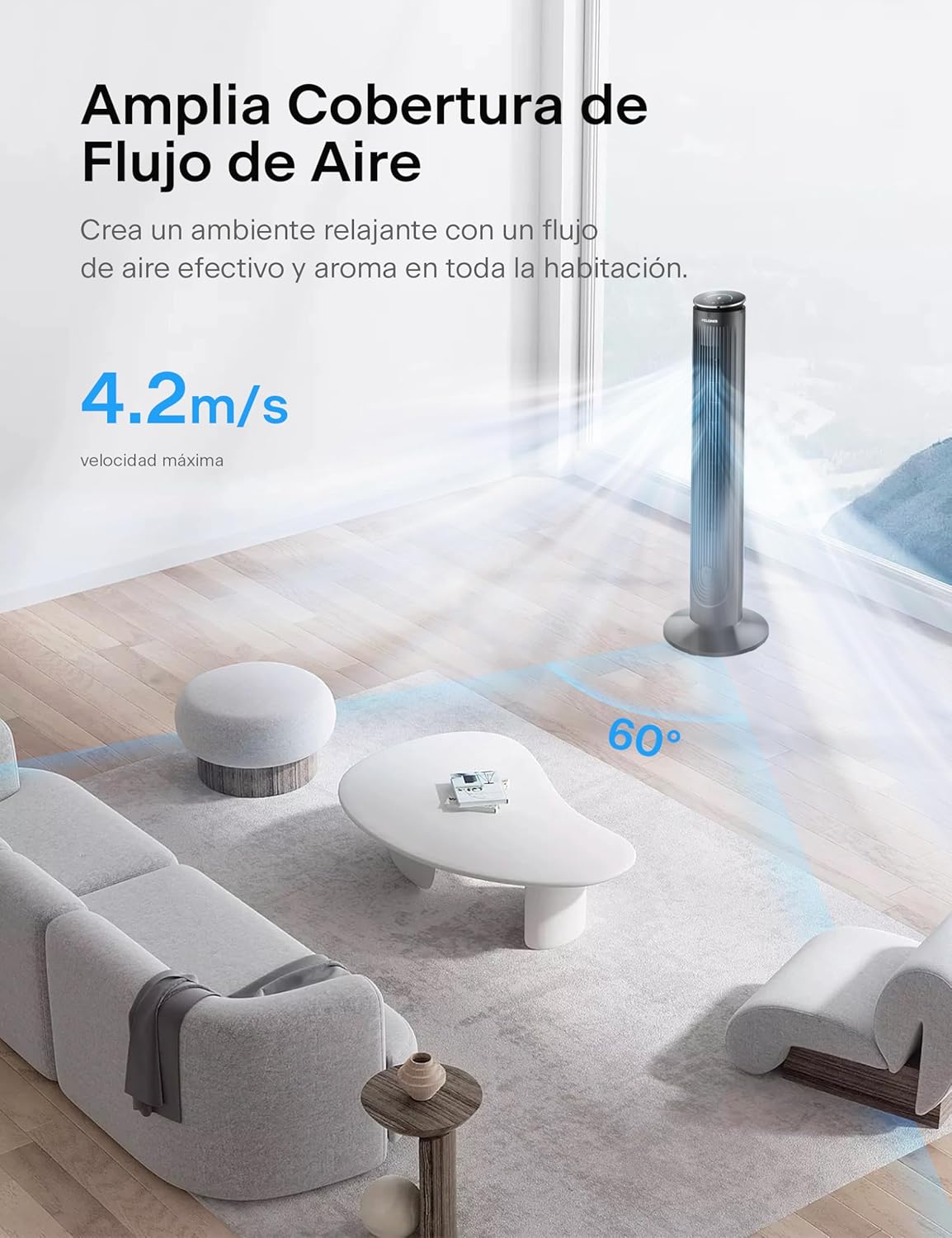 PELONIS Luftkühler mit Wasserkühlung, Klimaanlage Mobil, 5L Ventilator mit Wasserkühlung, Klimagert Luftbefeuchter mit Fernbedienung, 355m/h Klimaanlage Ohne Abluftschlauch